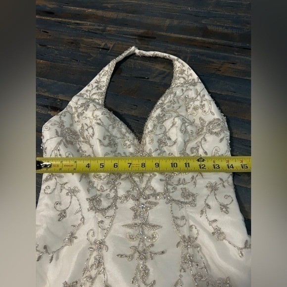 Mori Lee Madeline Gardner Wedding Dress White Embroidered Halter Mermaid Bridal