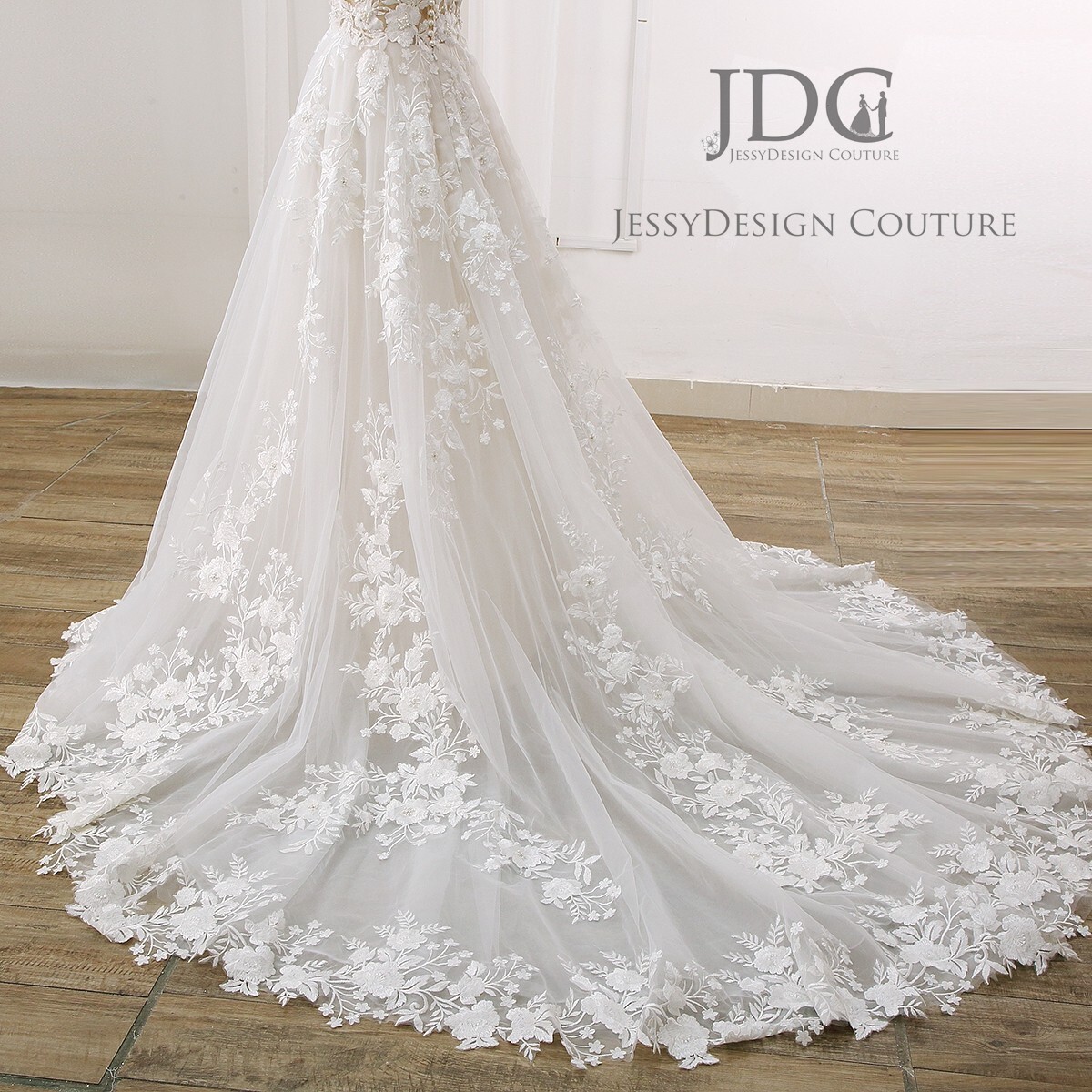 Luxurious Beaded Floral Lace Wedding Dress Bridal Gown 2-28W Custom made Pearls
