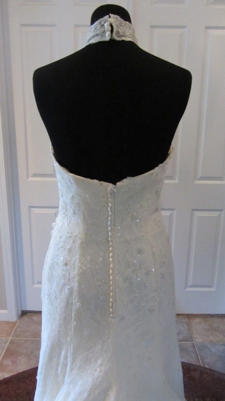 LA SPOSA Gladiolo LACE sleeveless halter WEDDING DRESS beaded gown size 8 NEW
