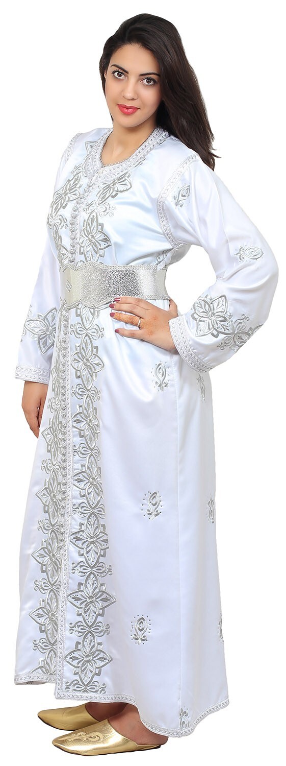 Moroccan Caftan Women Handmade Embroidery One size fits SMALL To LARGE Free Belt