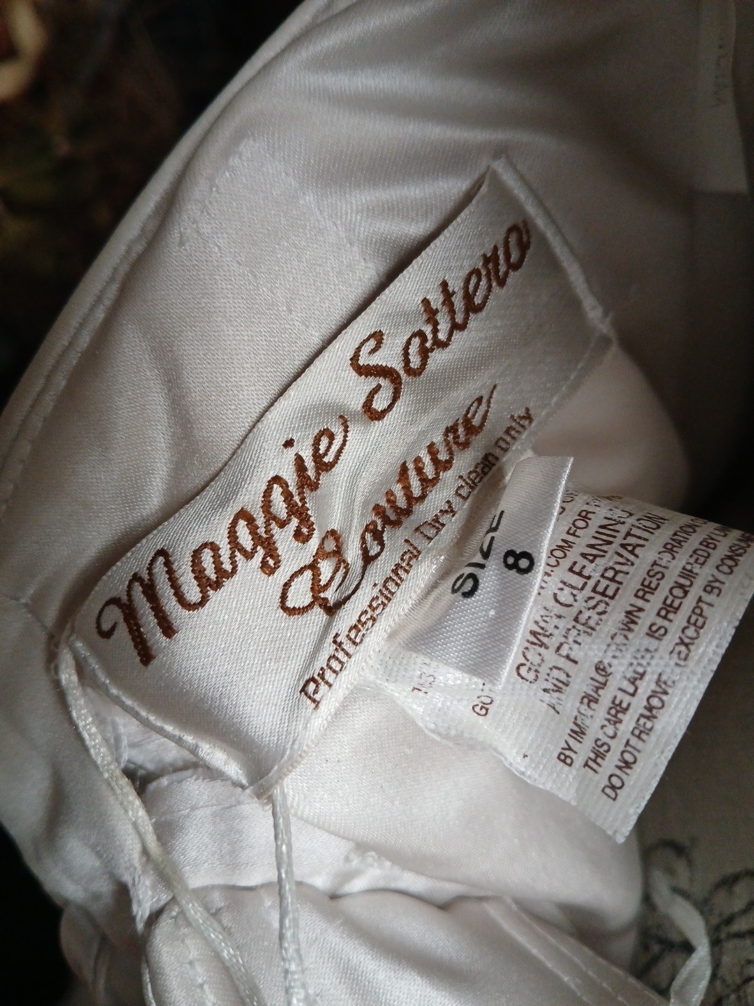 Maggie Sottero Couture Champagne Floral Embroidered Corset Wedding Dress Size 8