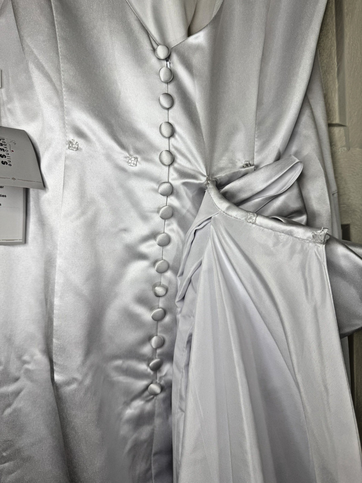 Wedding Dress White Satin Bow Back Buttons Detachable Train Bridal Babyonline