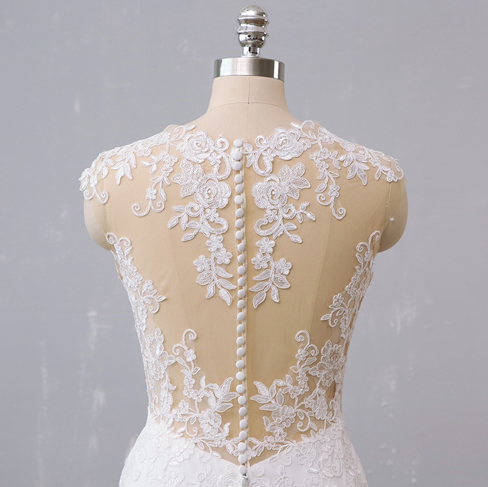 Summer fit flare crepe mermaid lace wedding dress wedding dress N. Measurement