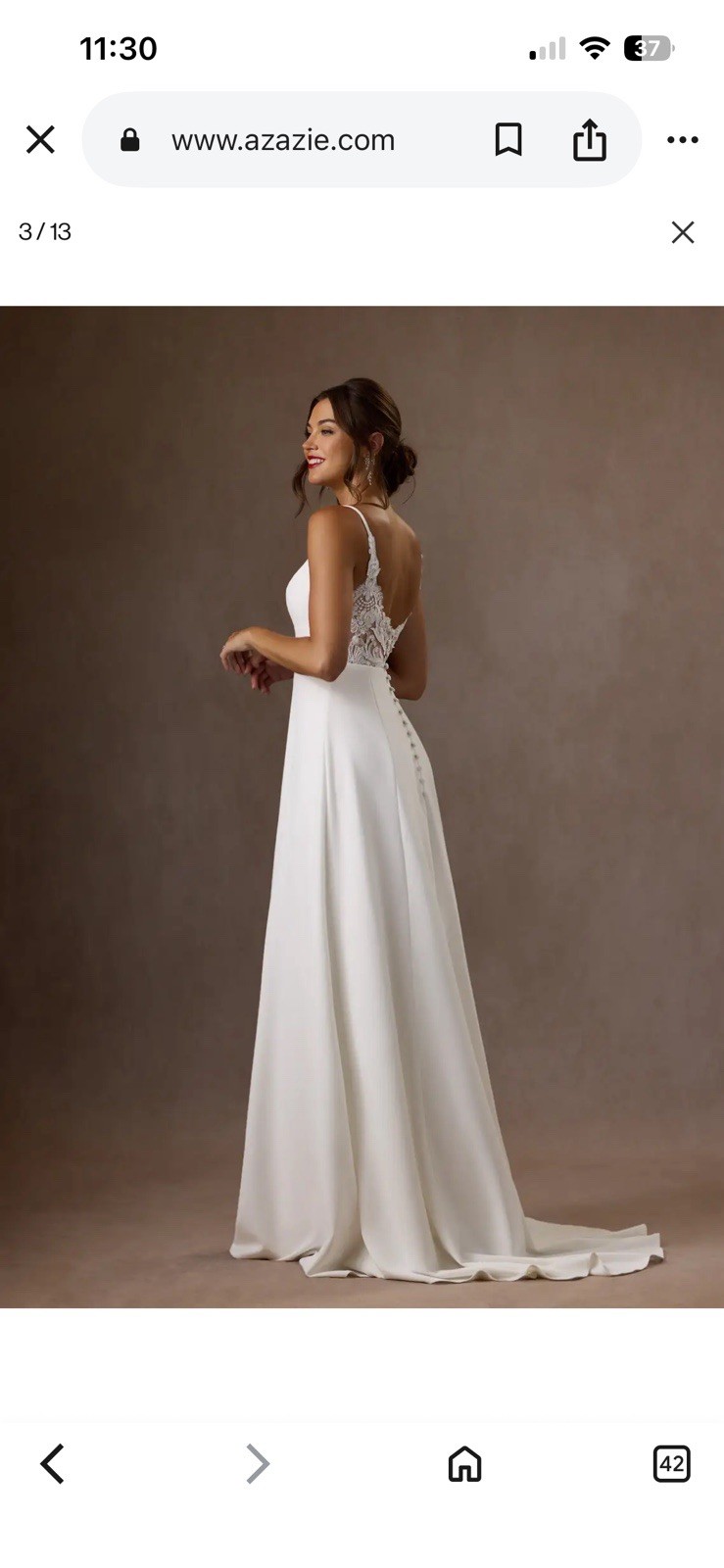 Azazie Xena Diamond White A-Line V-Neck Sleeveless Train Lace Sequin Dress
