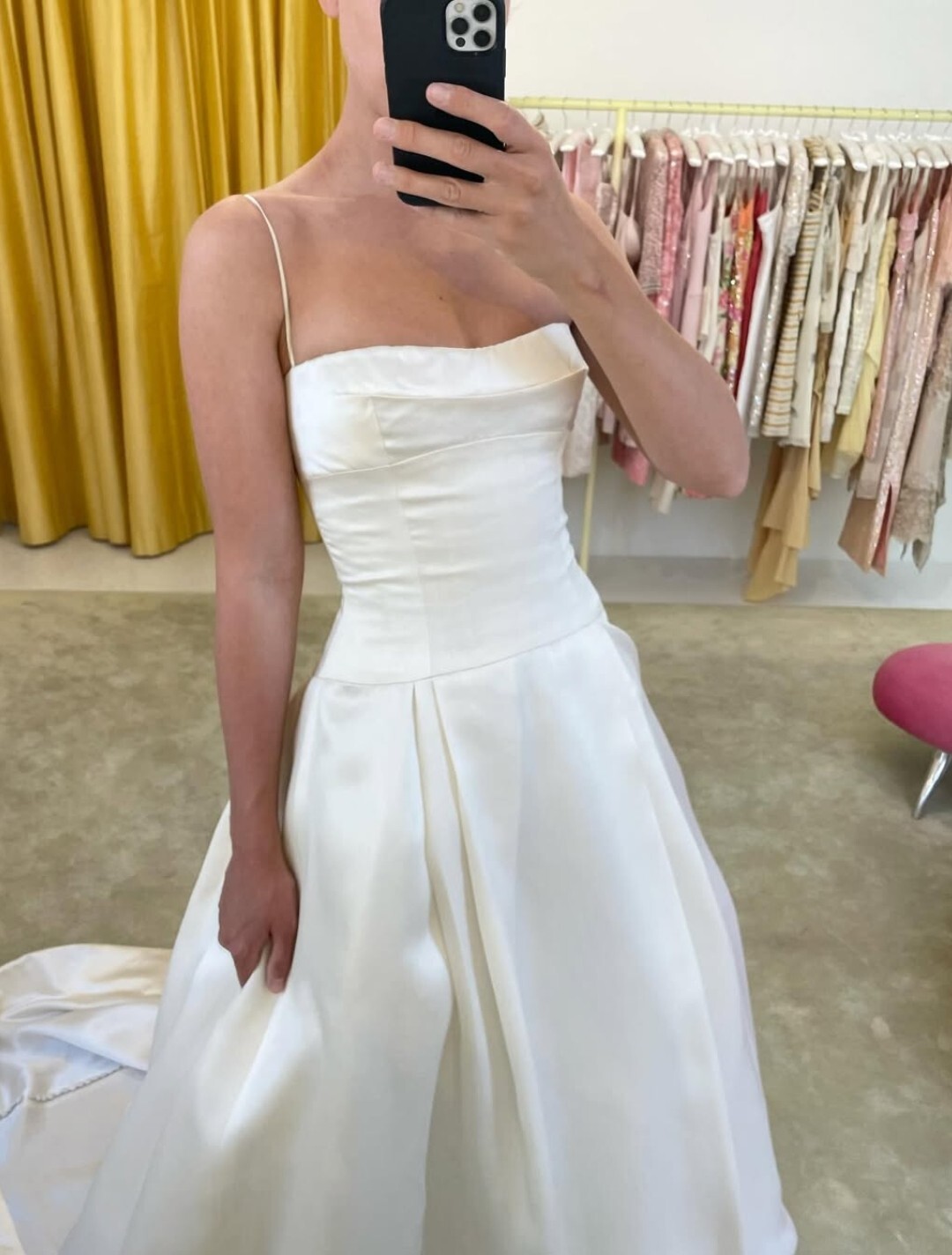 Victorain Wedding Dress 1950s Vintage Satin Sleeveless Off Shoulder Bridal Gown