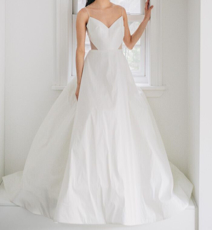 Louvienne Odette 2 Wedding Dress White Textured Satin Organza Modern Chic $2,950