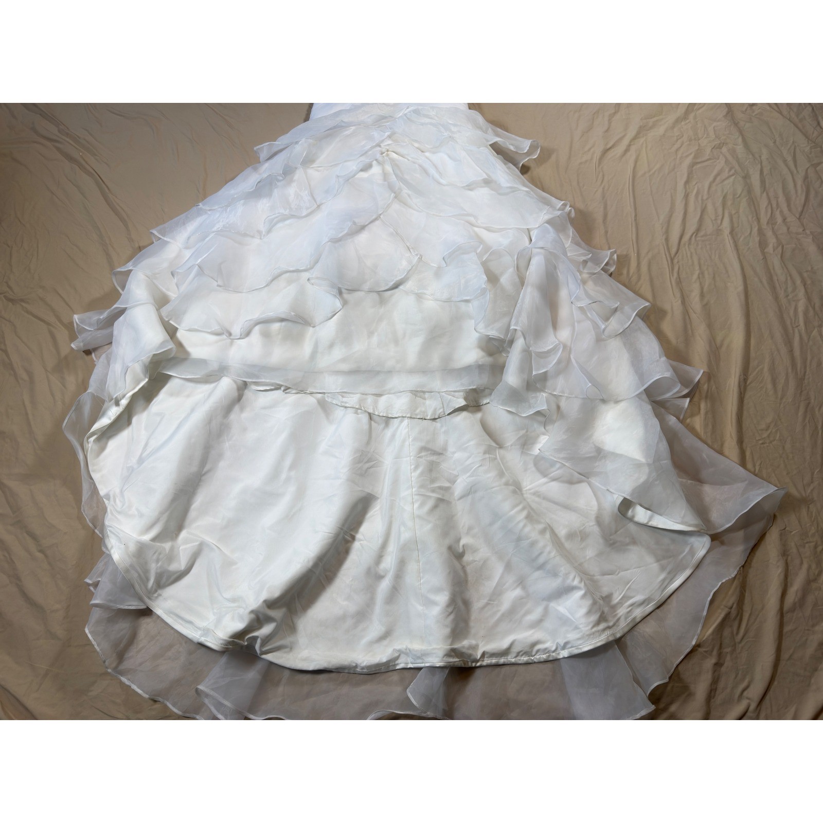 Organza Wedding Gown Women Size 4 White Beaded Ruffle Mermaid Strapless