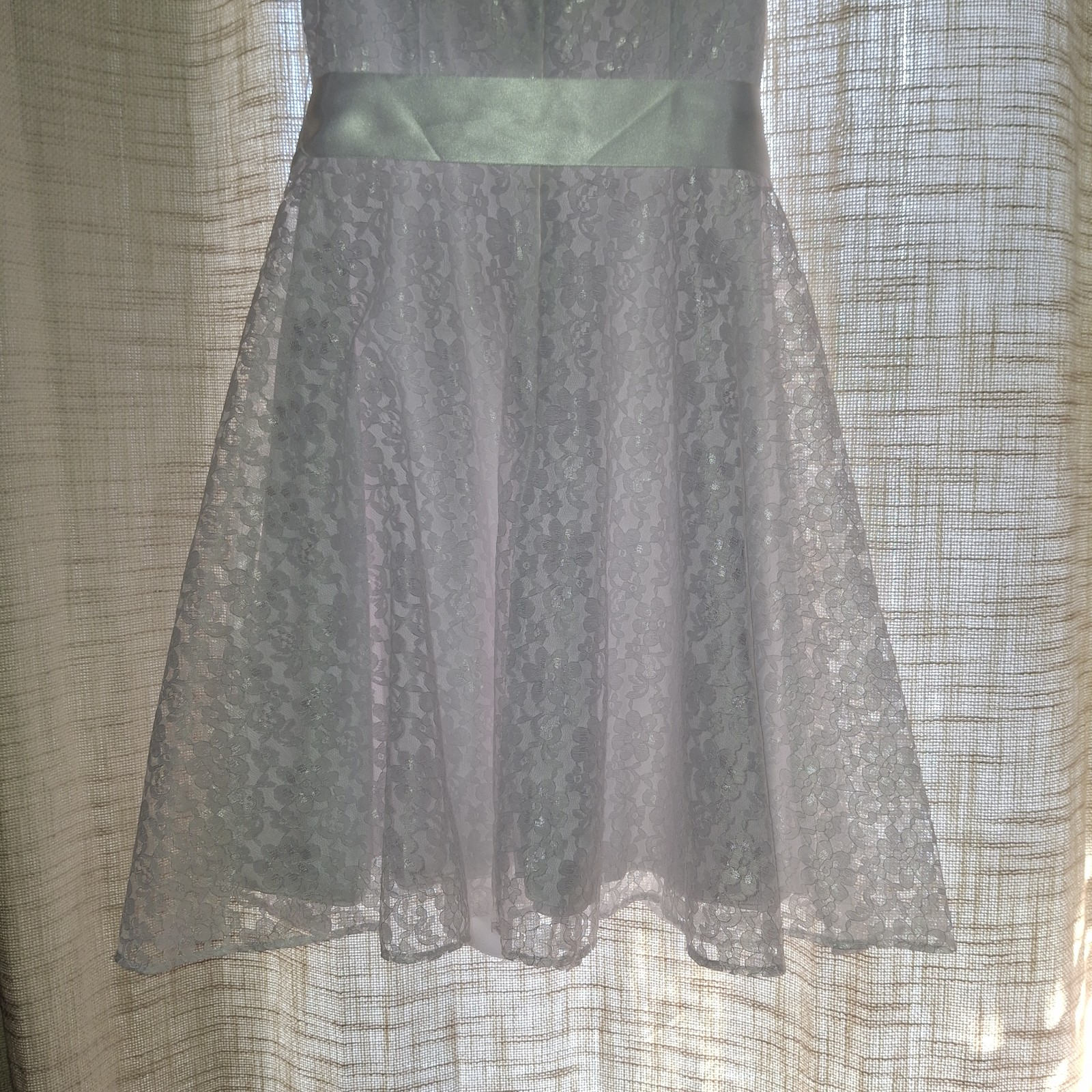 XS Lace Wedding Formal Cocktail Confirmation Homecoming Dress White w Ivory Trim