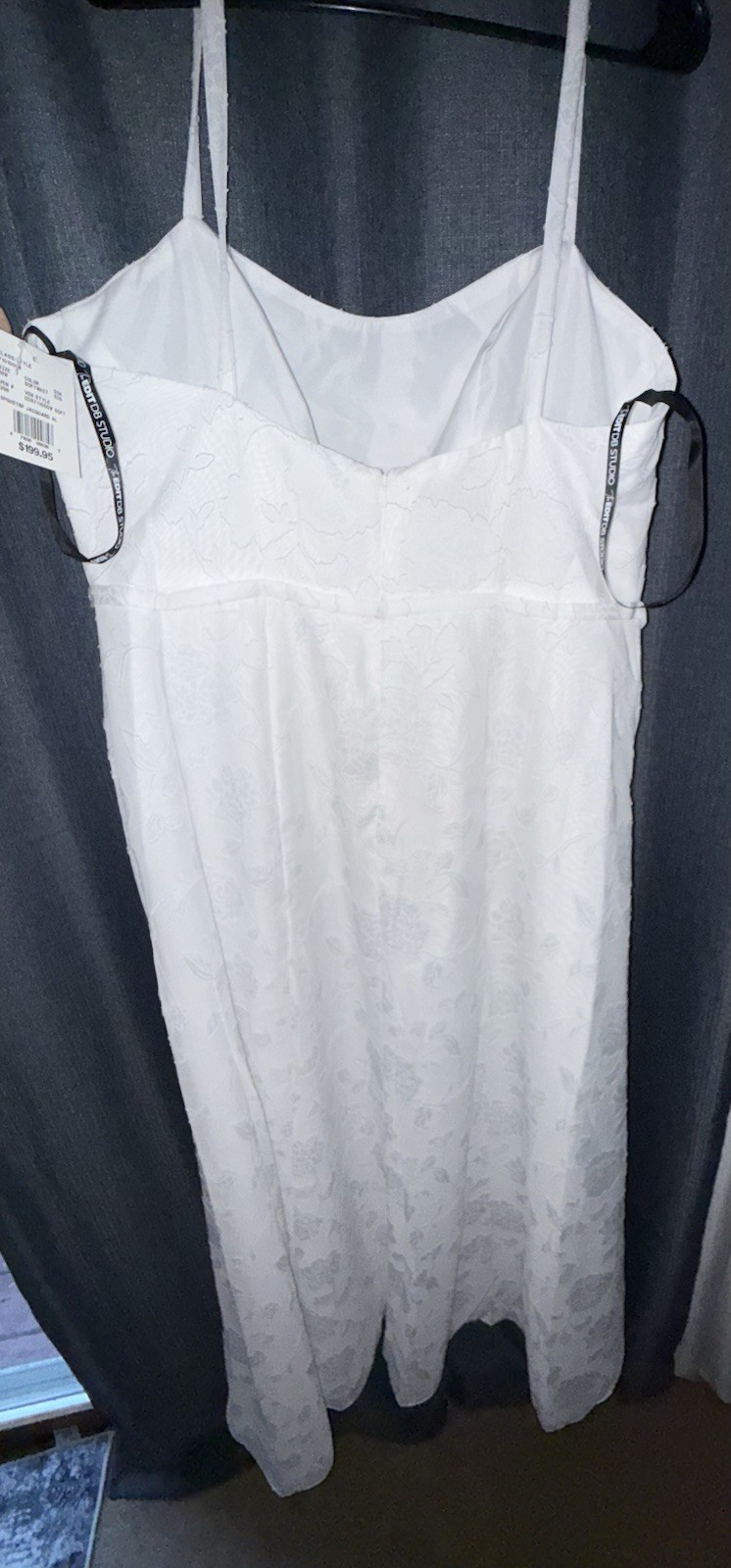 David’s Bridal Soft White Spaghetti Strap Jacquard A-Line Dress 18W NWT