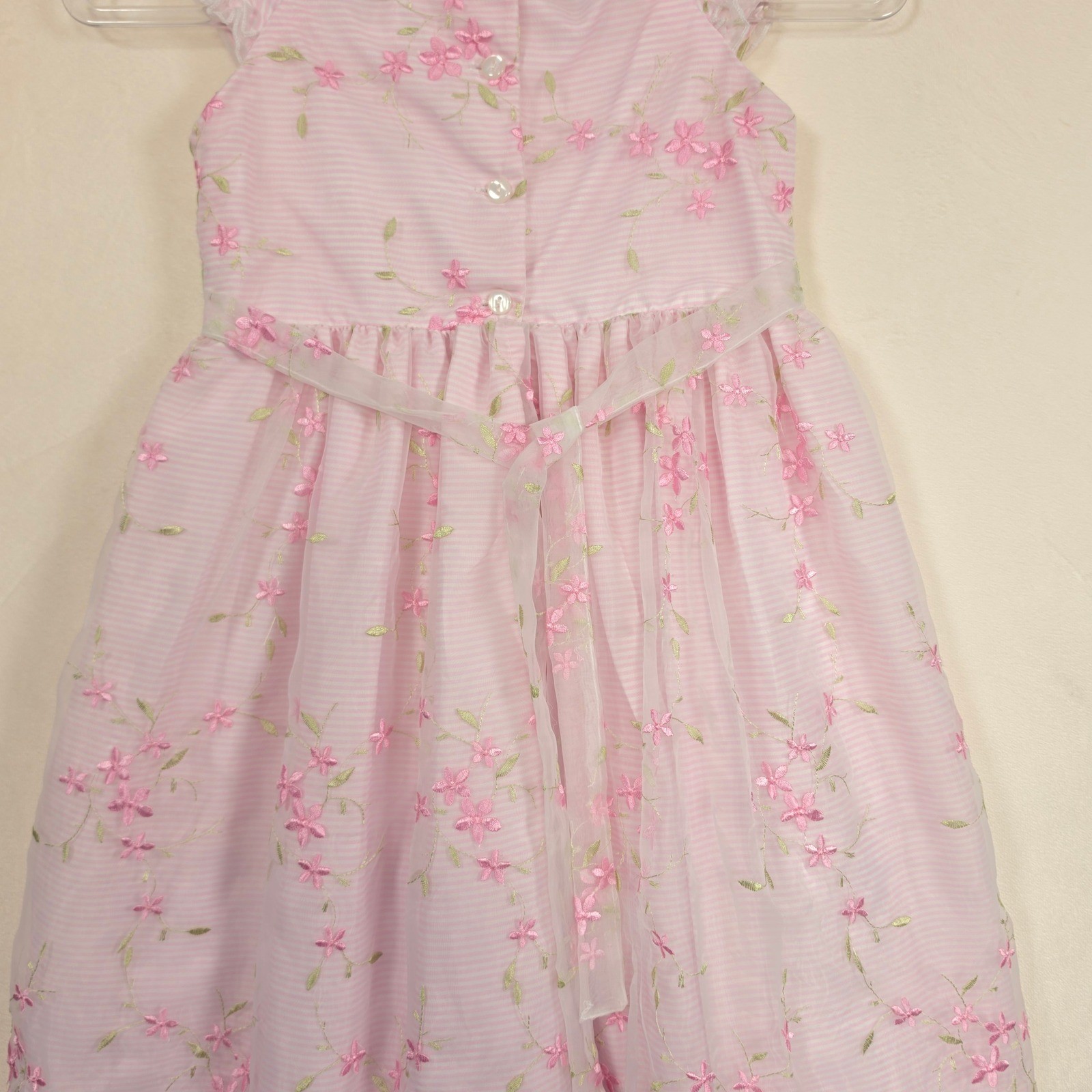 Jona Michelle Dress Girls 6X Pink White Floral Coquette Embroidered Romantic