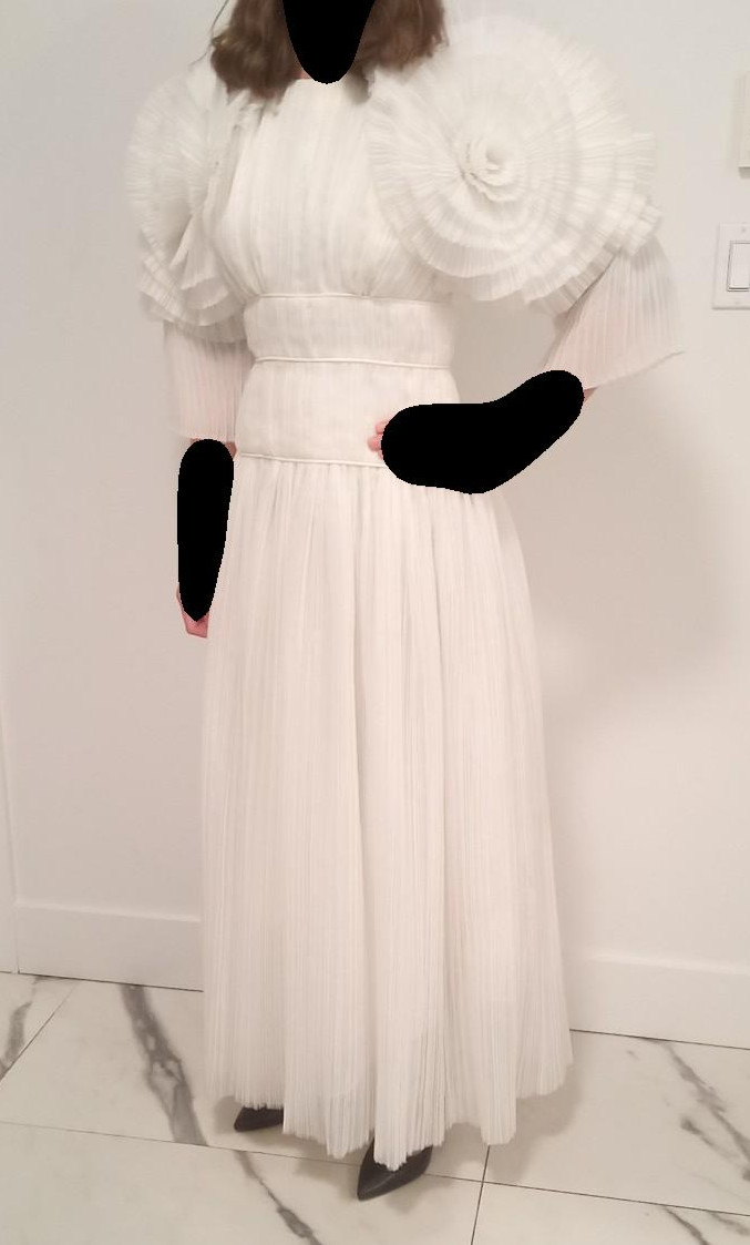 Aje White Gown Wedding Dress S Midi Maxi Women Ruffled Flower Sleeves
