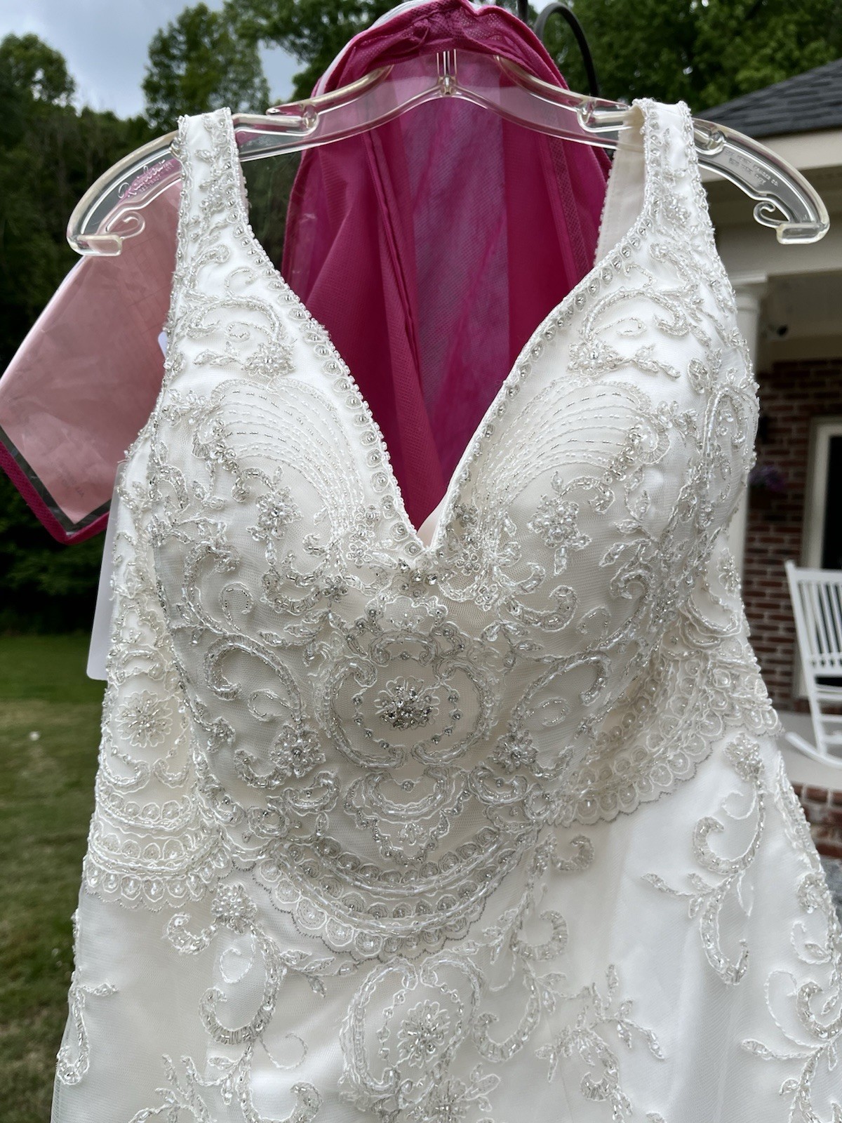 New Ivory Beaded Lace Wedding Dress Plus Size 22 A-Line Corset Back Bridal Gown
