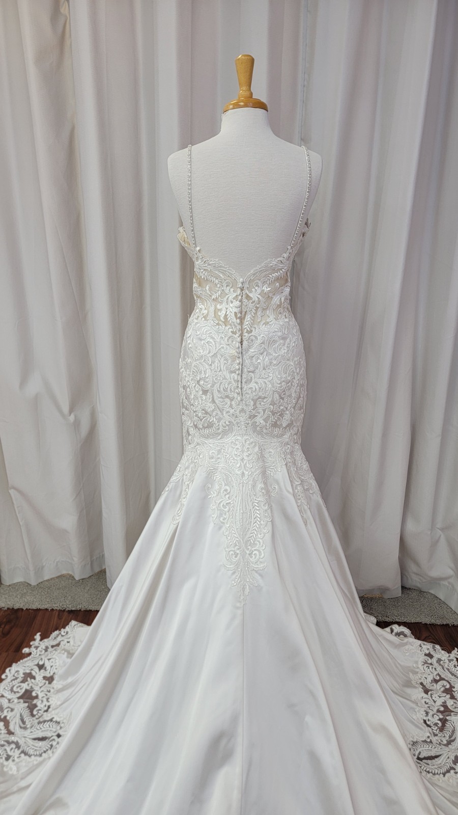 Morilee Bridal Mermaid Satin Lace Wedding Dress 2121 Sinead Ivory Candlelight 12