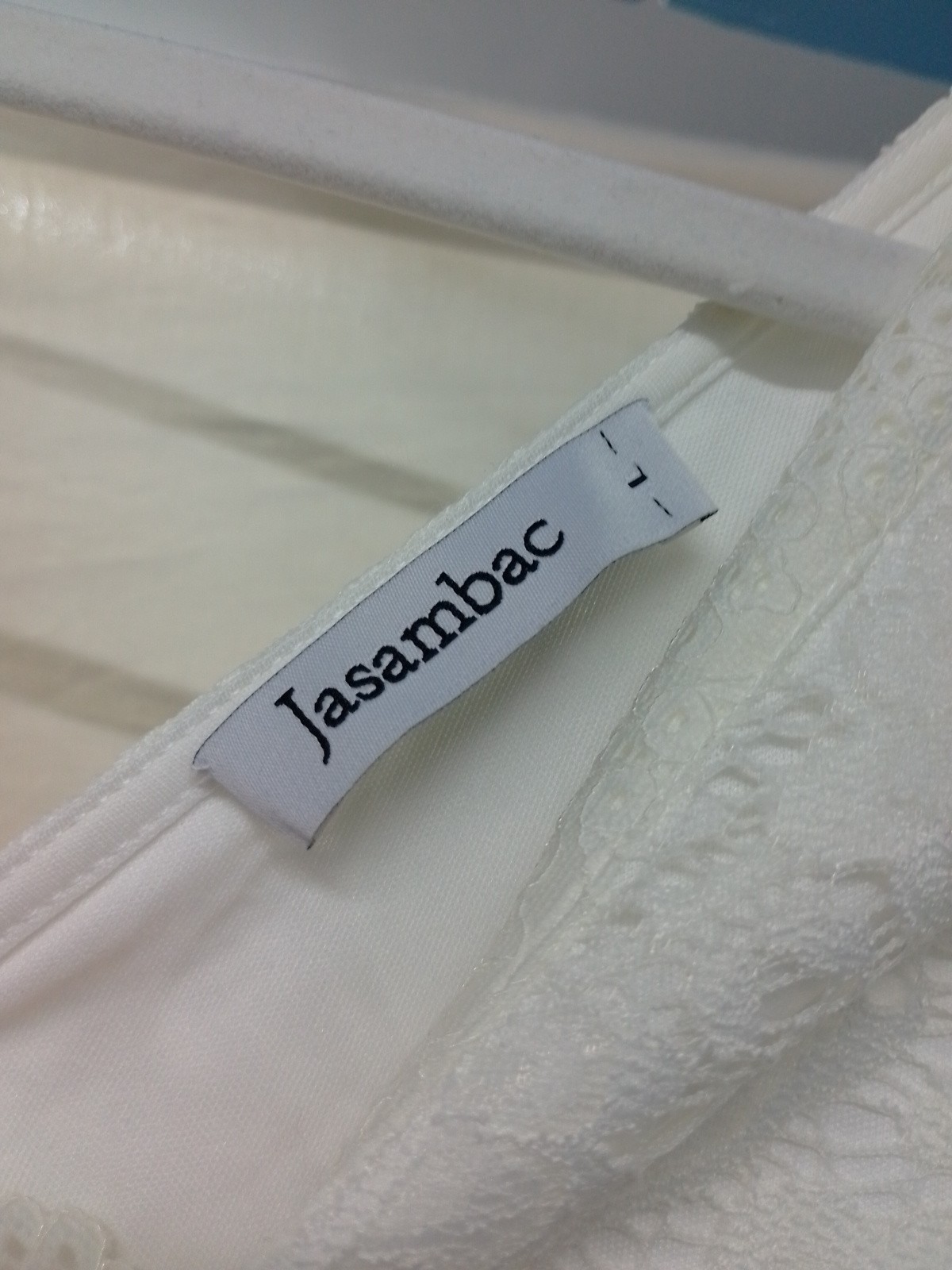 White Lace Size L Vow Renewal Jasambac Dress White 3/4 Sleeve Mid calf Length