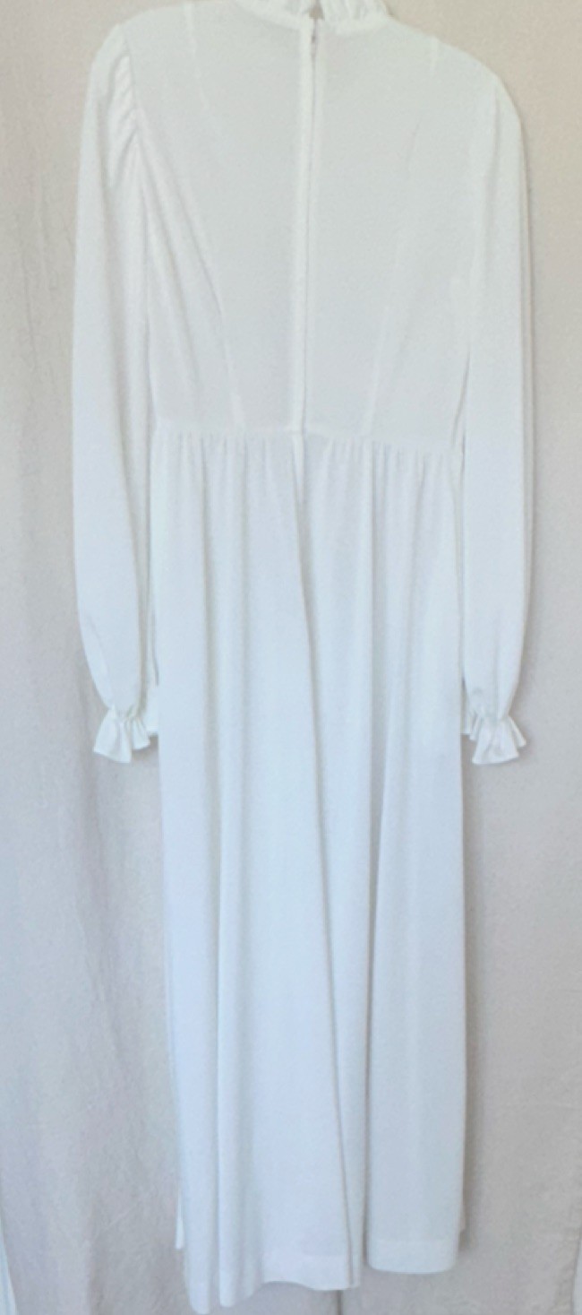Modest White Long Sleeve Wedding Dress High Neck Empire Maxi LDS Temple Small