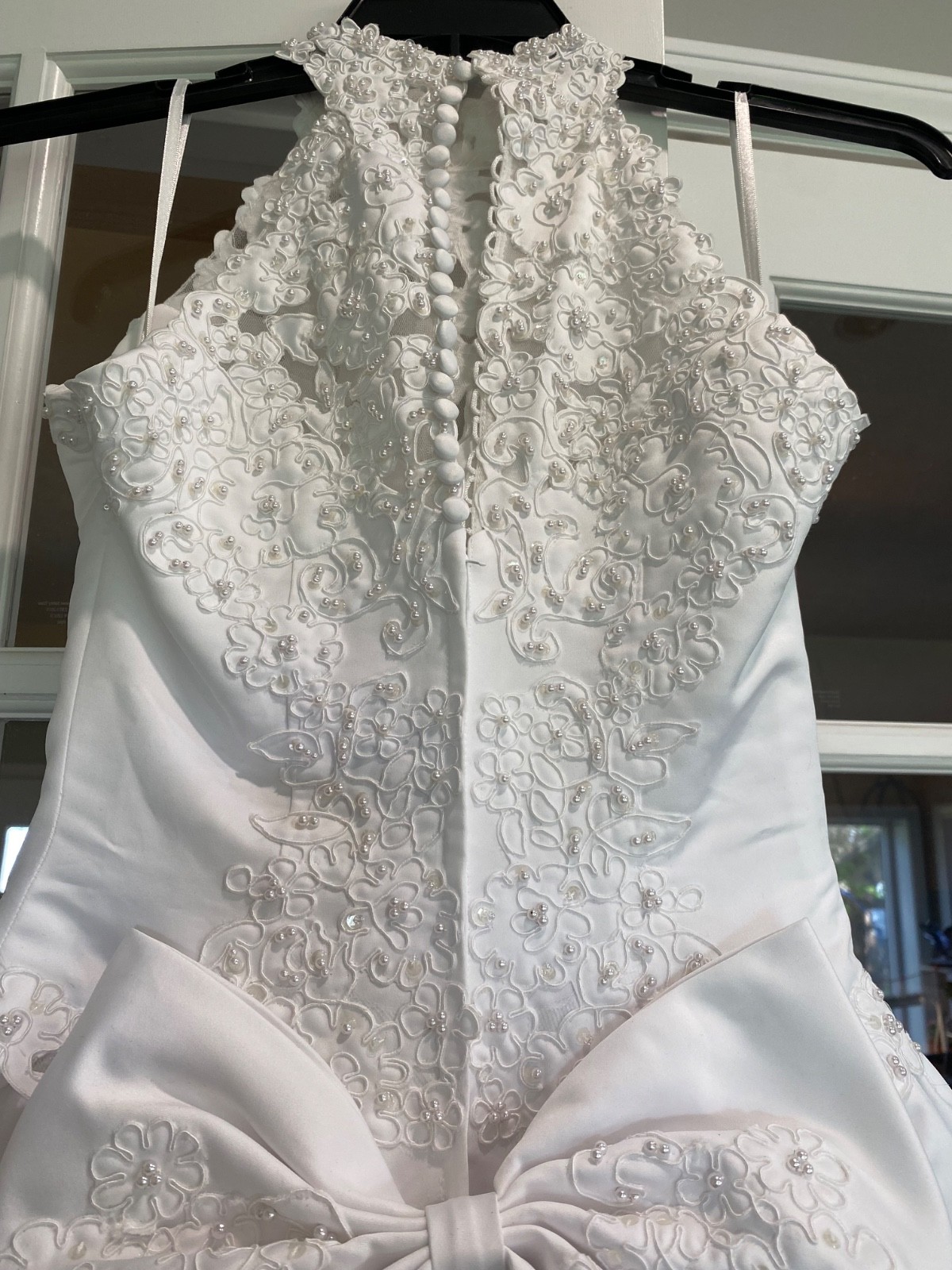 Wedding Dress Sweetheart Gowns Sz o6 White Beaded Sequins Detachable Train BOW!