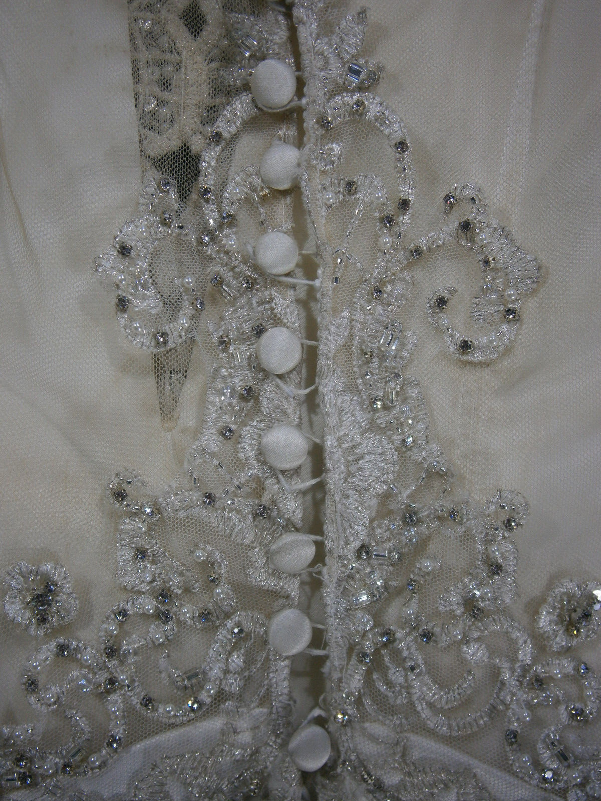 Allure Bride Wedding Dress 12 Ivory Satin Mermaid Beaded Illusion 9402 $1,789