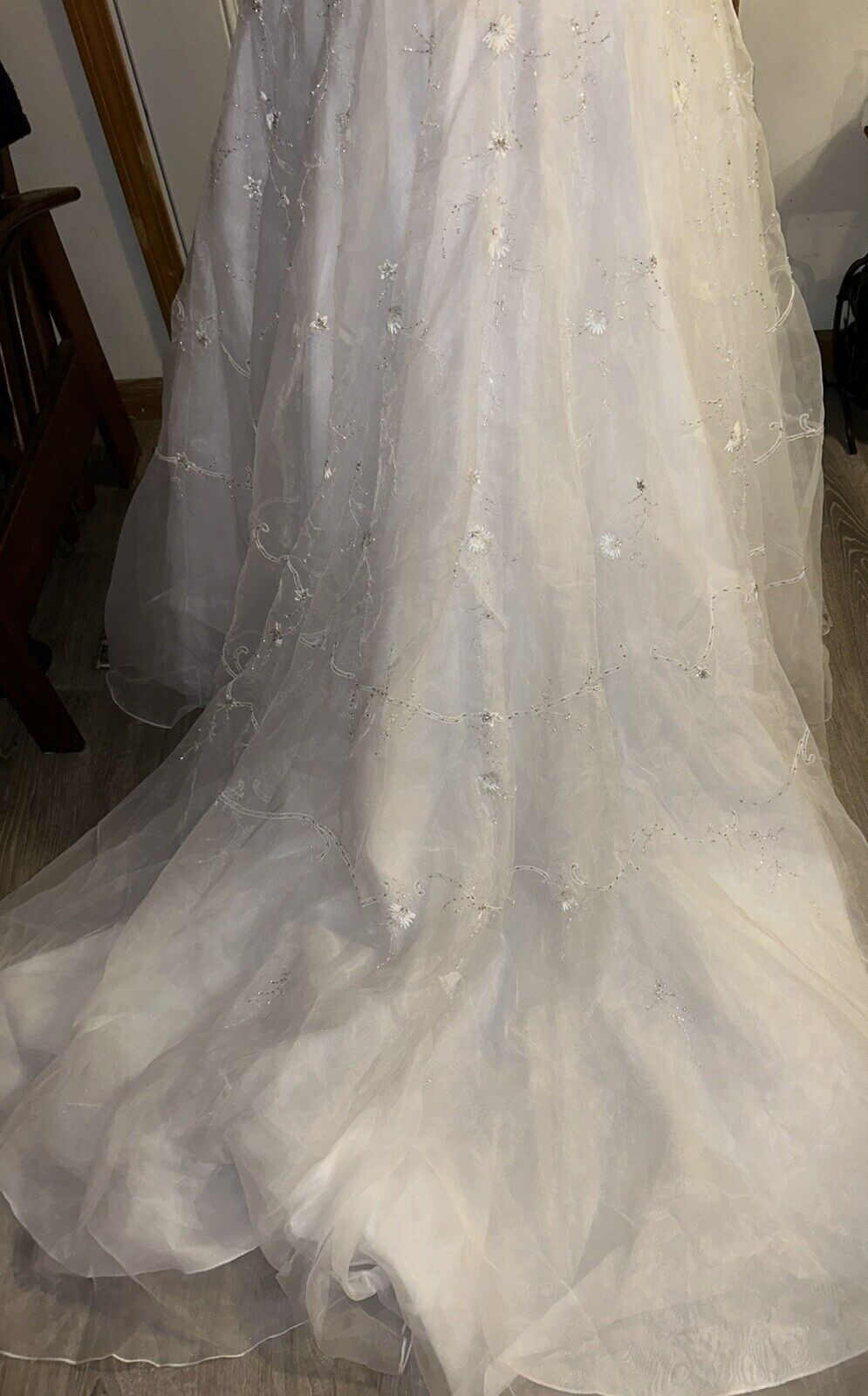 OLEG CASSINI STRAPLESS STN BD EMRD BOD BD WEDDING DRESS NWT Size 10