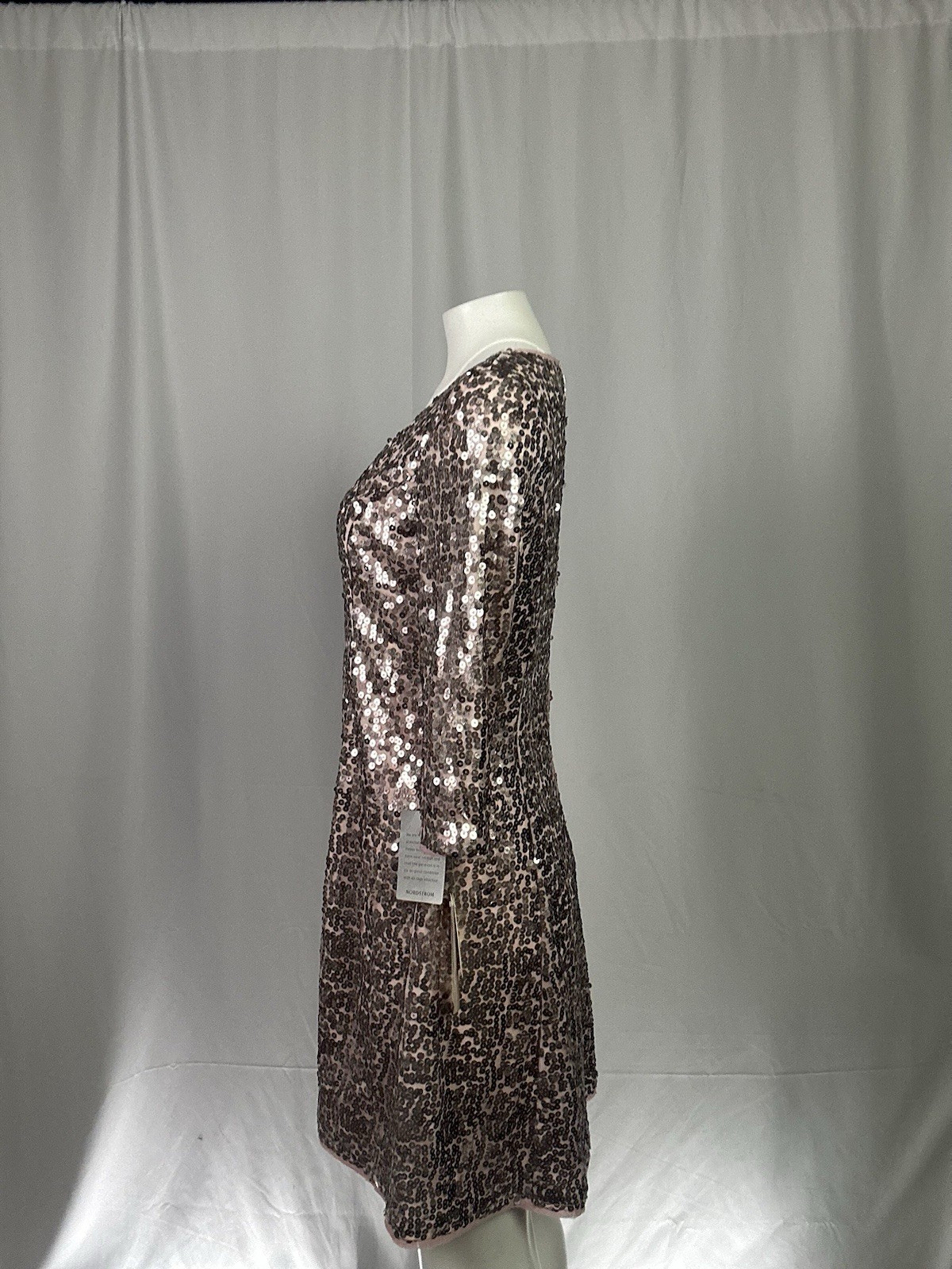 Eliza J Dress Pink Sequine Cocktail V-Neck 3/4 Sleeve Sparkly Birthday Mini 8