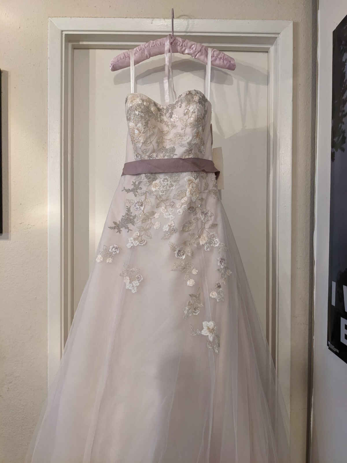 Melissa Sweet Mauve Floral Embroidered Tulle Wedding Dress NEW Tags Sweetheart