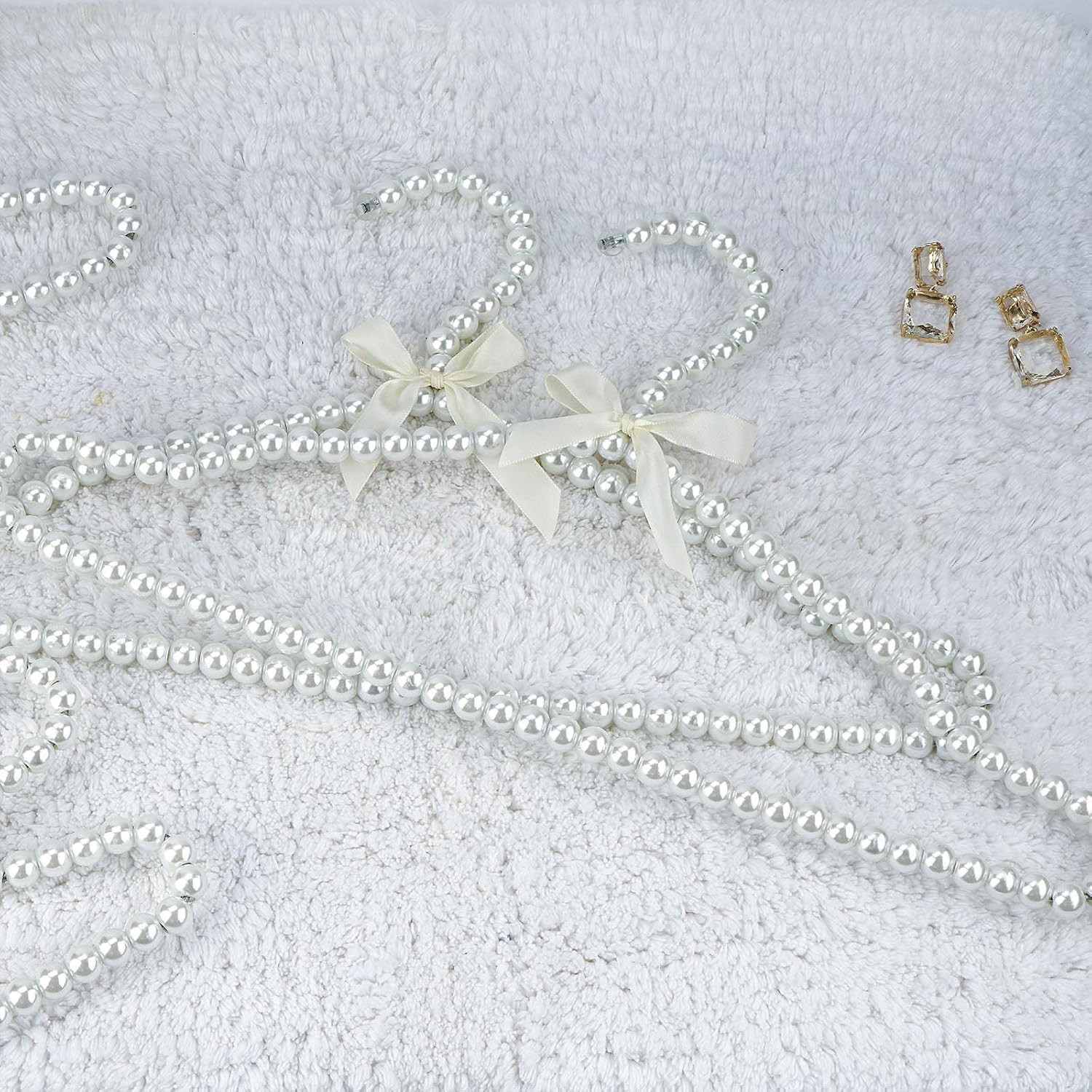 Pearl Hangers 16in for Wedding Dress Bridal Gown, 5-Pack | Sturdy Metal Core, Ri