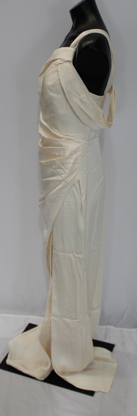 Azazie Women’s Wynter Sheath One Shoulder Satin Dress AP2 White Alabaster SizeA6