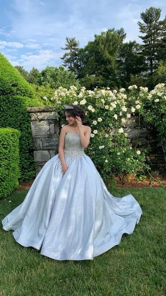 Sweetheart Beaded Sleeveless Princess Ball Gown Wedding Dress White/Silver