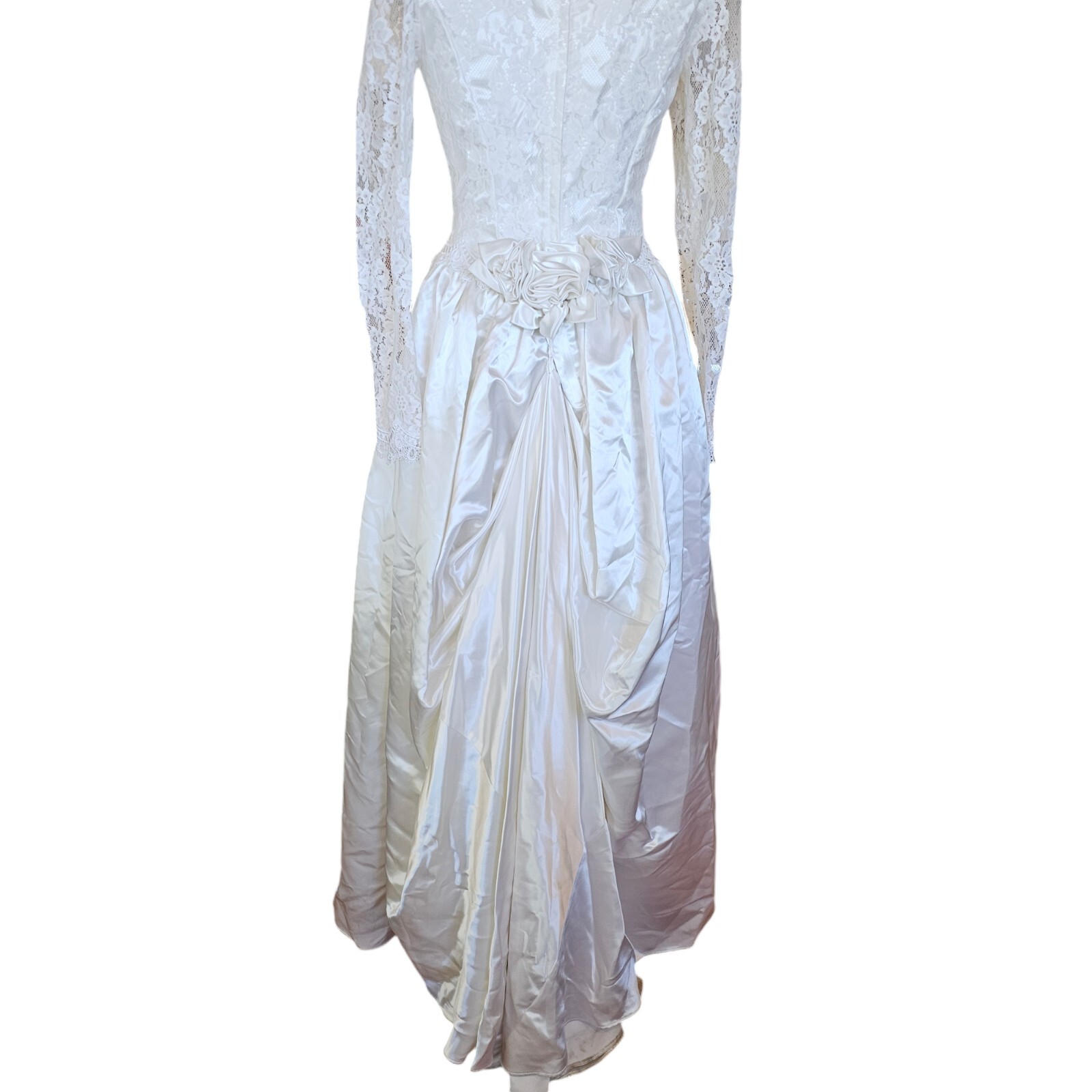 Jessica Mcclintock 90s White Wedding Dress Lace Embellished Long Sleeve Size 7/8