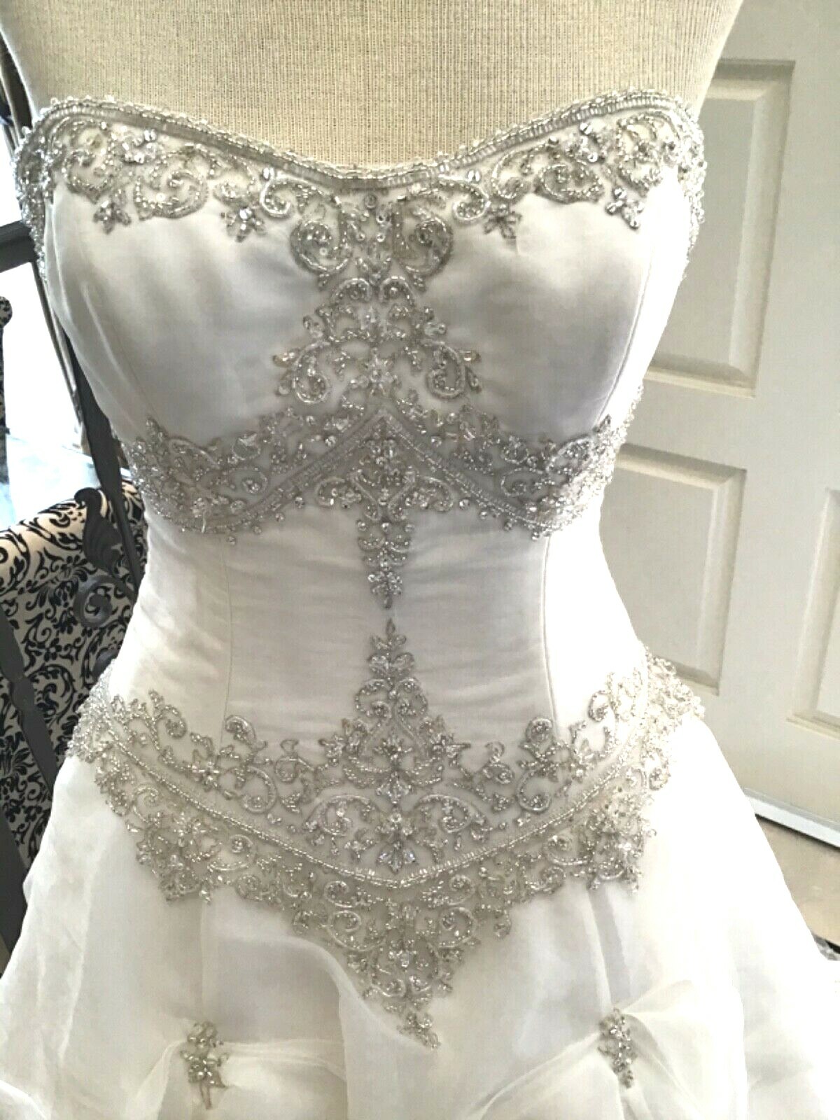SIGNATURE Wedding dress Bridal ball gown up pick up skirt Ivory organza 8 NEW