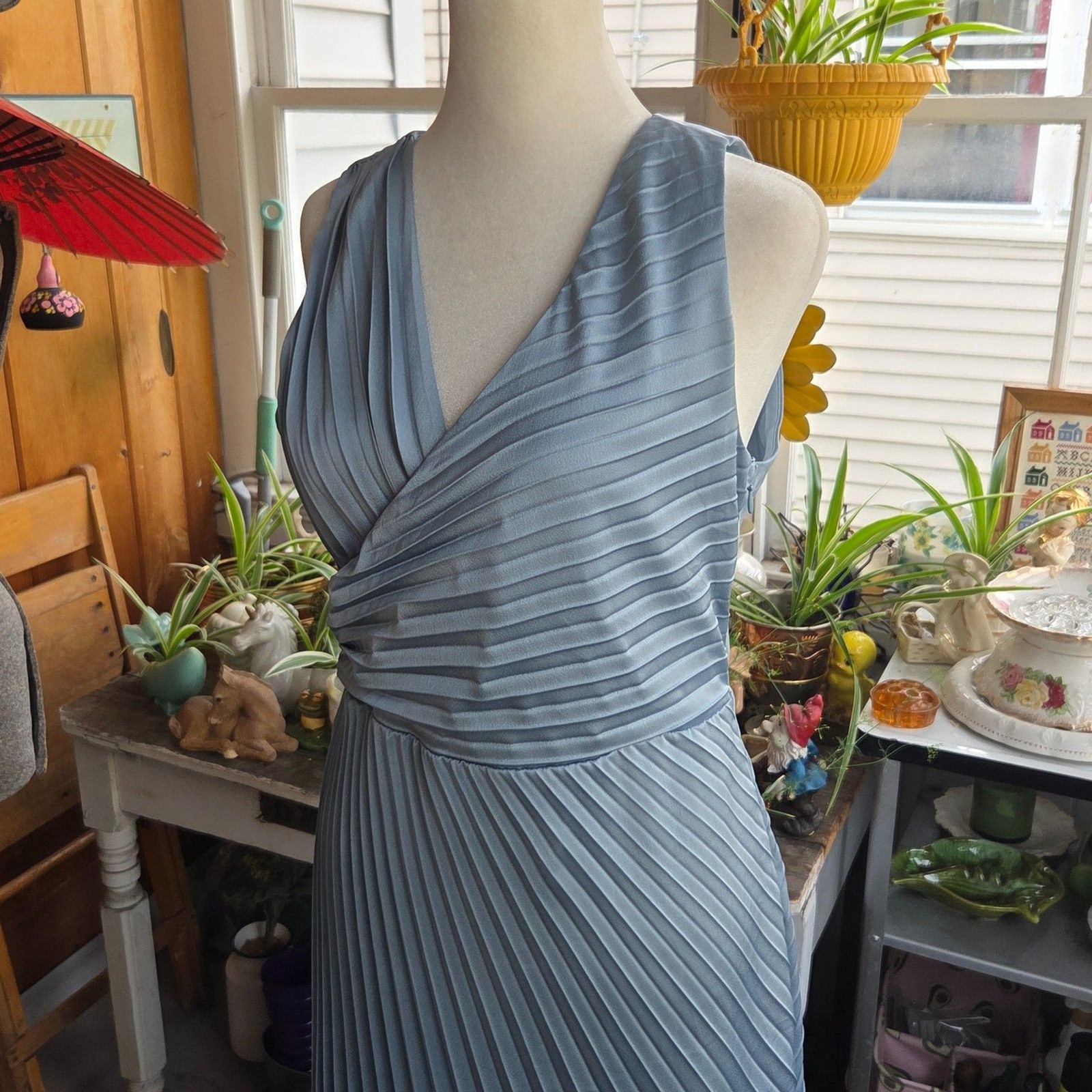 NWT Sam Edelman Pleated Midi Dress Size 4 Blue Faux Wrap Wedding Guest