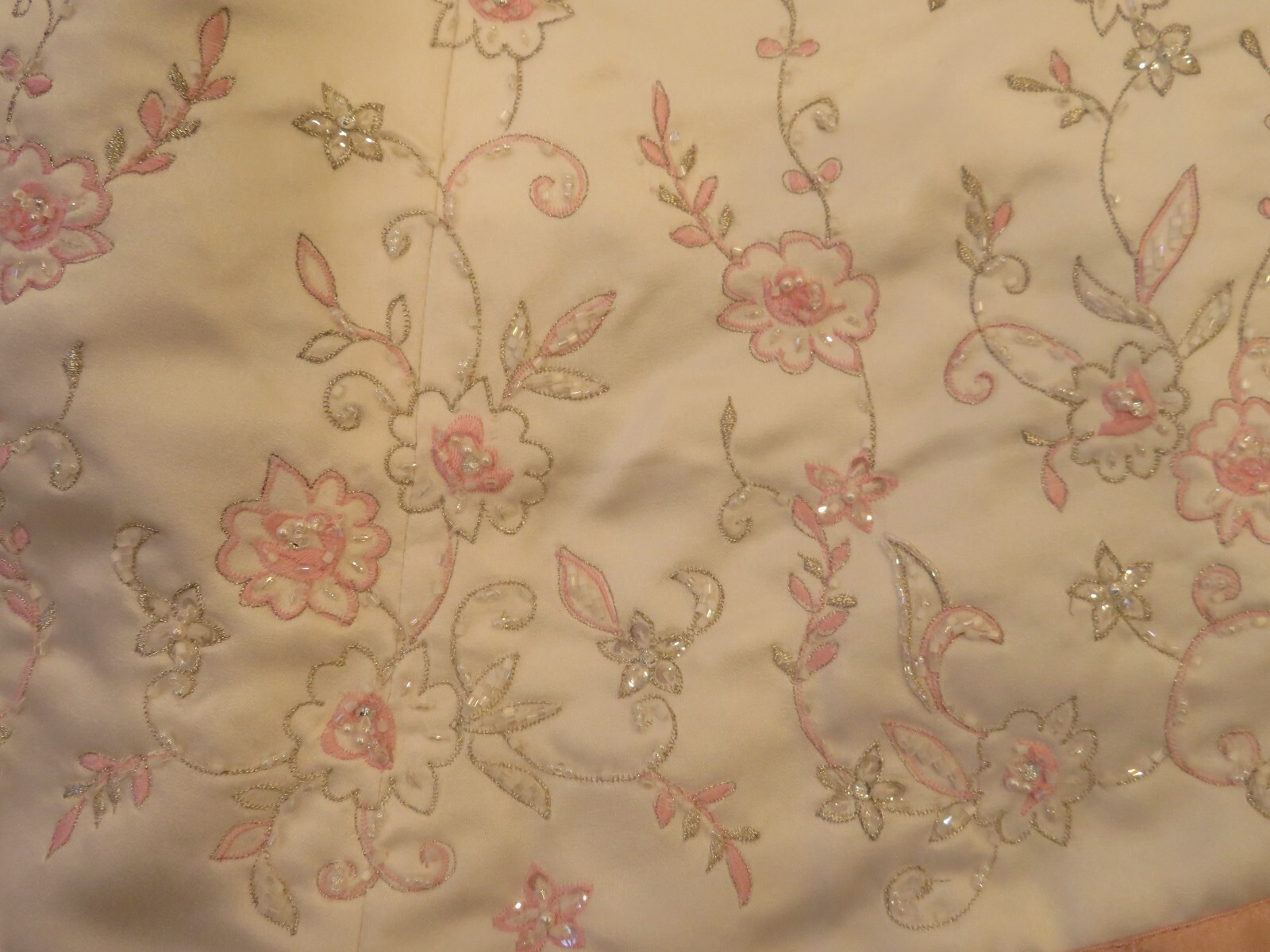 NEW Mori Lee IVORY & PINK !!!! Vintage Wedding Dress FLOWERS PRINCESS Gown Train