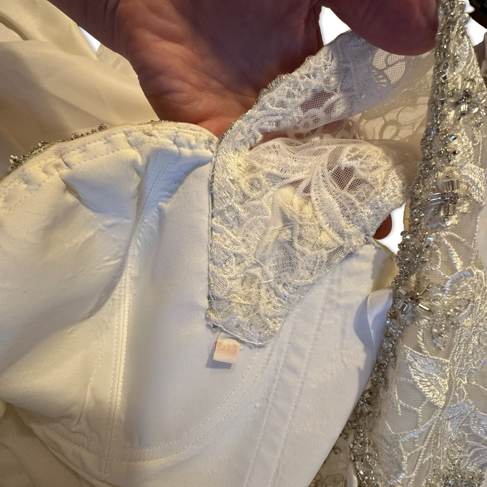 Allure Bridals 8618 Wedding Dress Size 16 Altered to 12 Lace Beaded Bodice Ivory