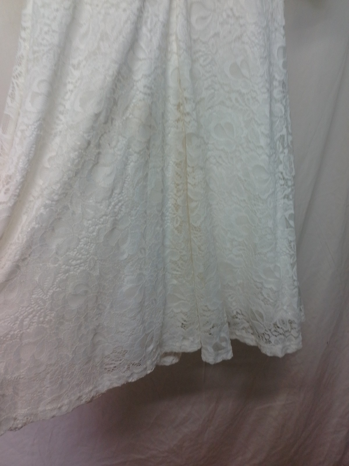 White Lace Size L Vow Renewal Jasambac Dress White 3/4 Sleeve Mid calf Length