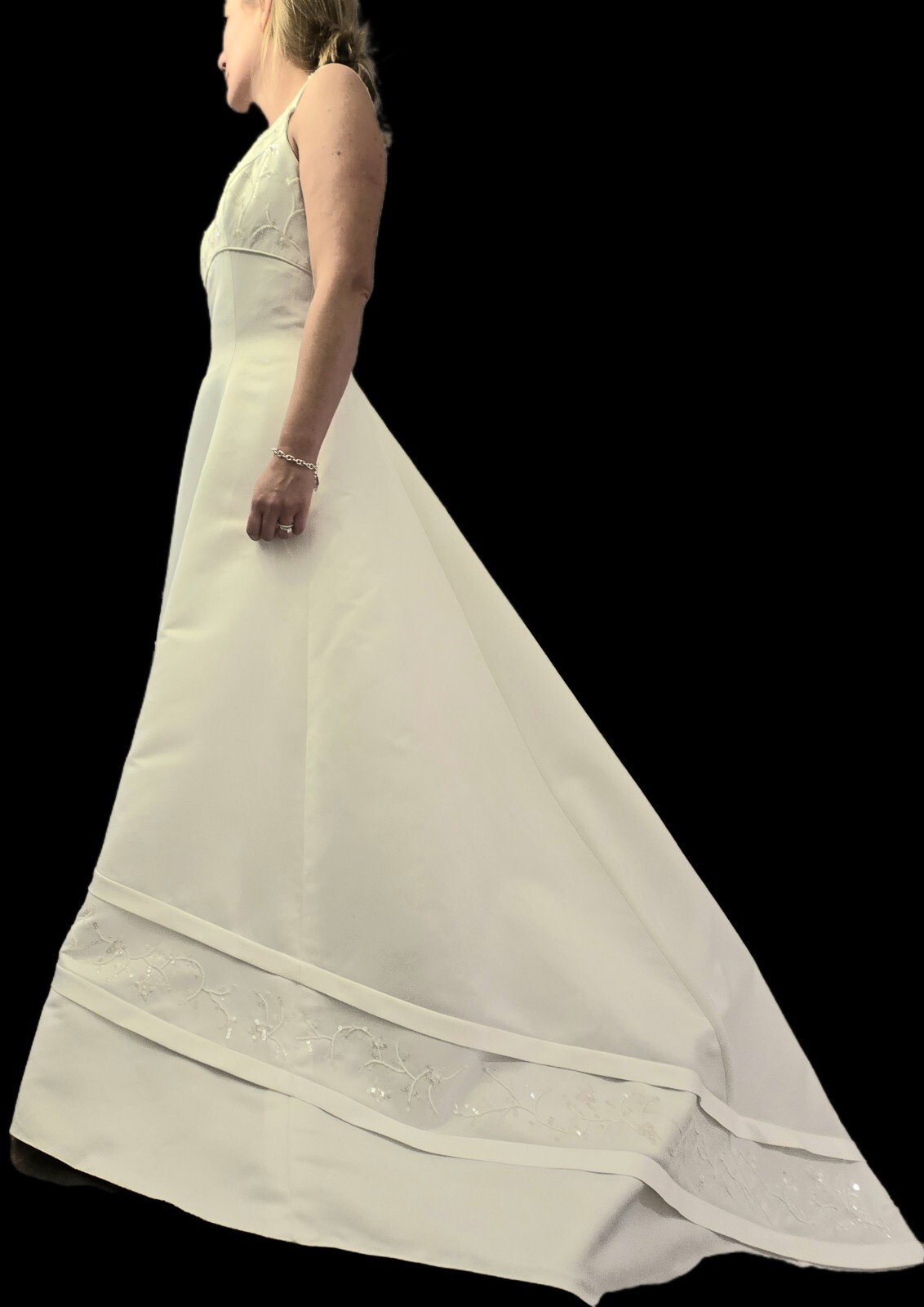 Oleg Cassini David Bridal Wedding Dress Style 2165BX size 14 White Buttons