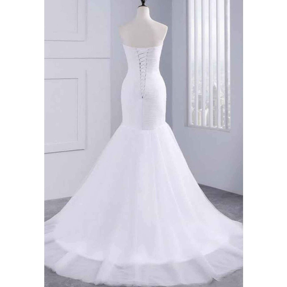 Wedding dress mermaid Sze 8-10 off shoulder fit and flare white bride tulle NEW