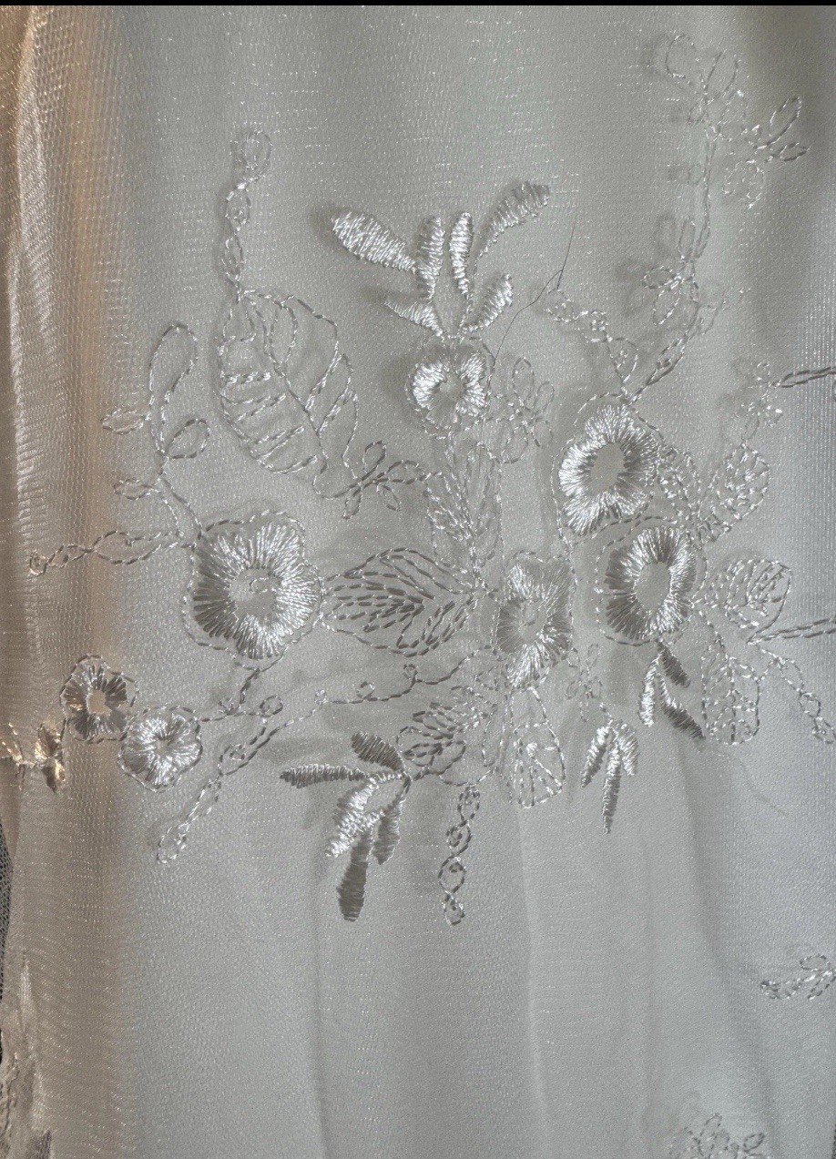 White Maxi Wedding Dress With Beautiful Appliqué And Under Slip
