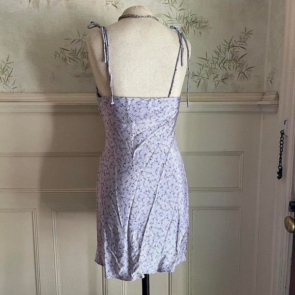 Zara Satin Ditsy Floral Pastel Purple Mini Dress Spring Wedding Fairy Medium