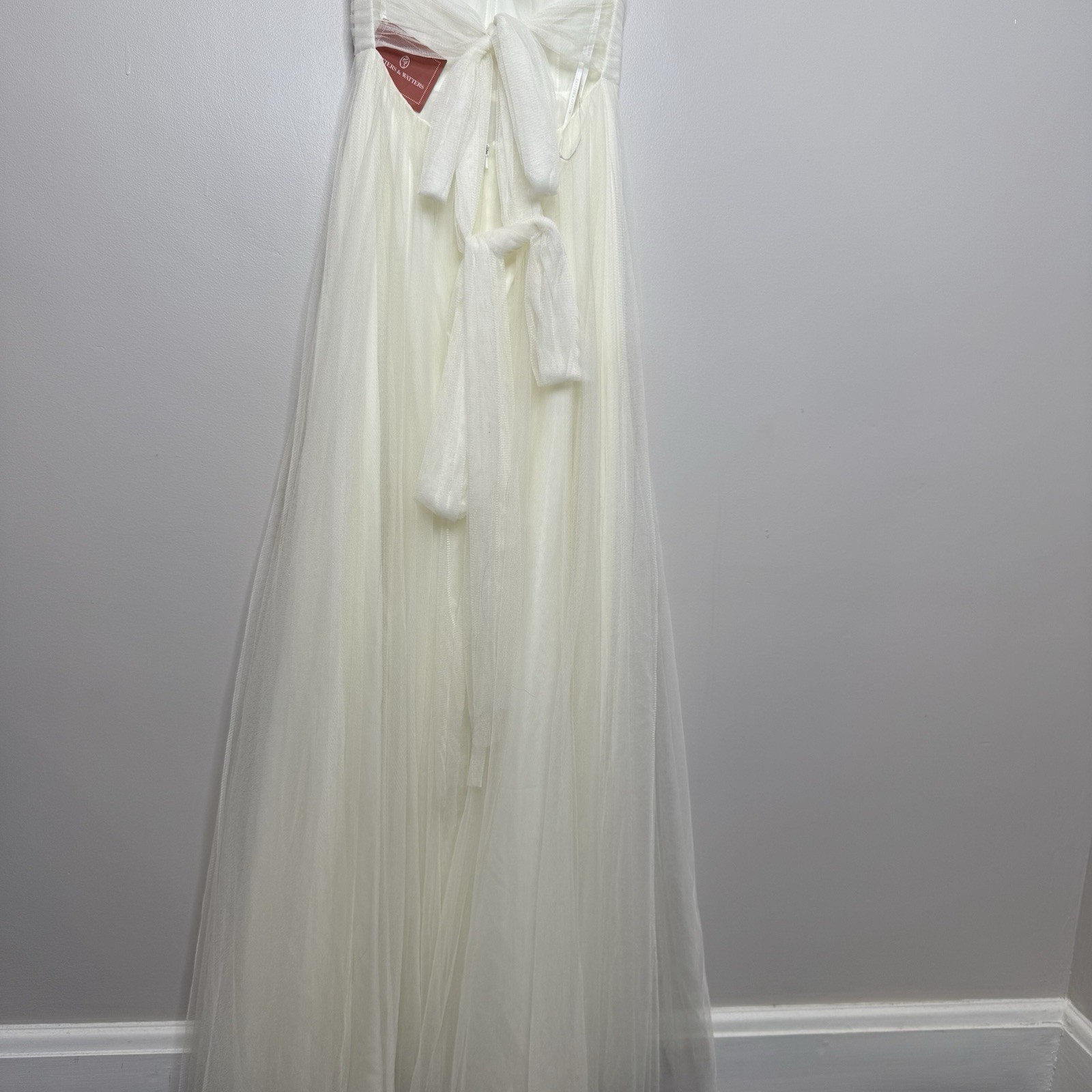 NWT Watters & Watters Tinsley Dress Ivory White Tulle Wedding Tie Back Sz 0