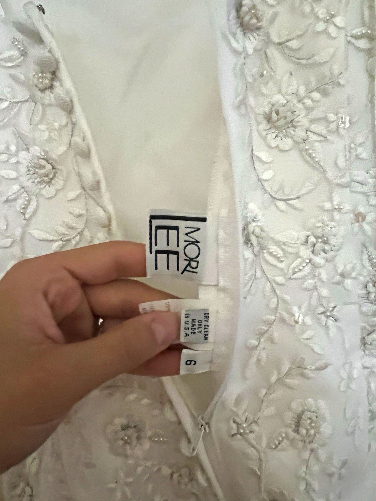 Morilee White Sweetheart Sleeveless Satin Sheath Beaded Wedding Dress 6