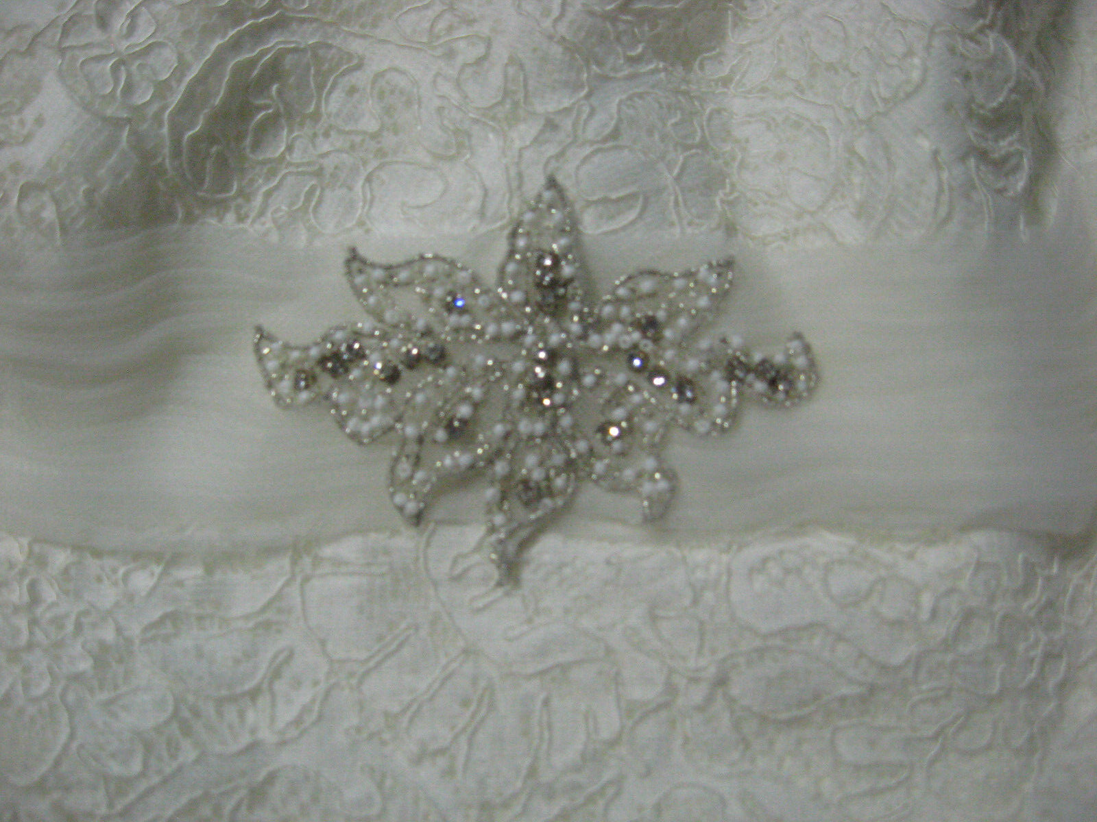 La Sposa Wedding Dress Ball Gown 12 Ivory French Lace Strapless Train