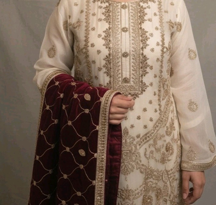 NIKKAH White Gharara 3 Piece Desi Wedding Sharara Free Shipping – USA