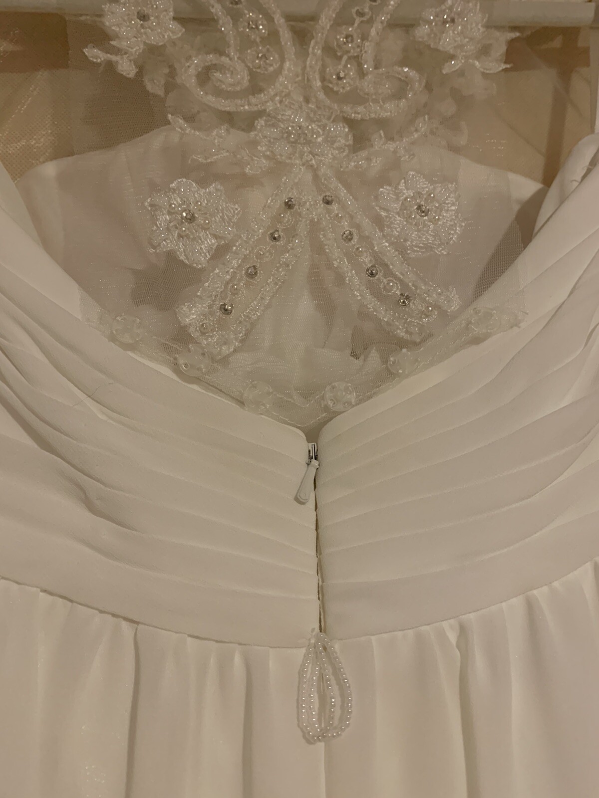Jasmine Bridal Wedding Dress White Beaded Neck Racer Back Elastic Waist