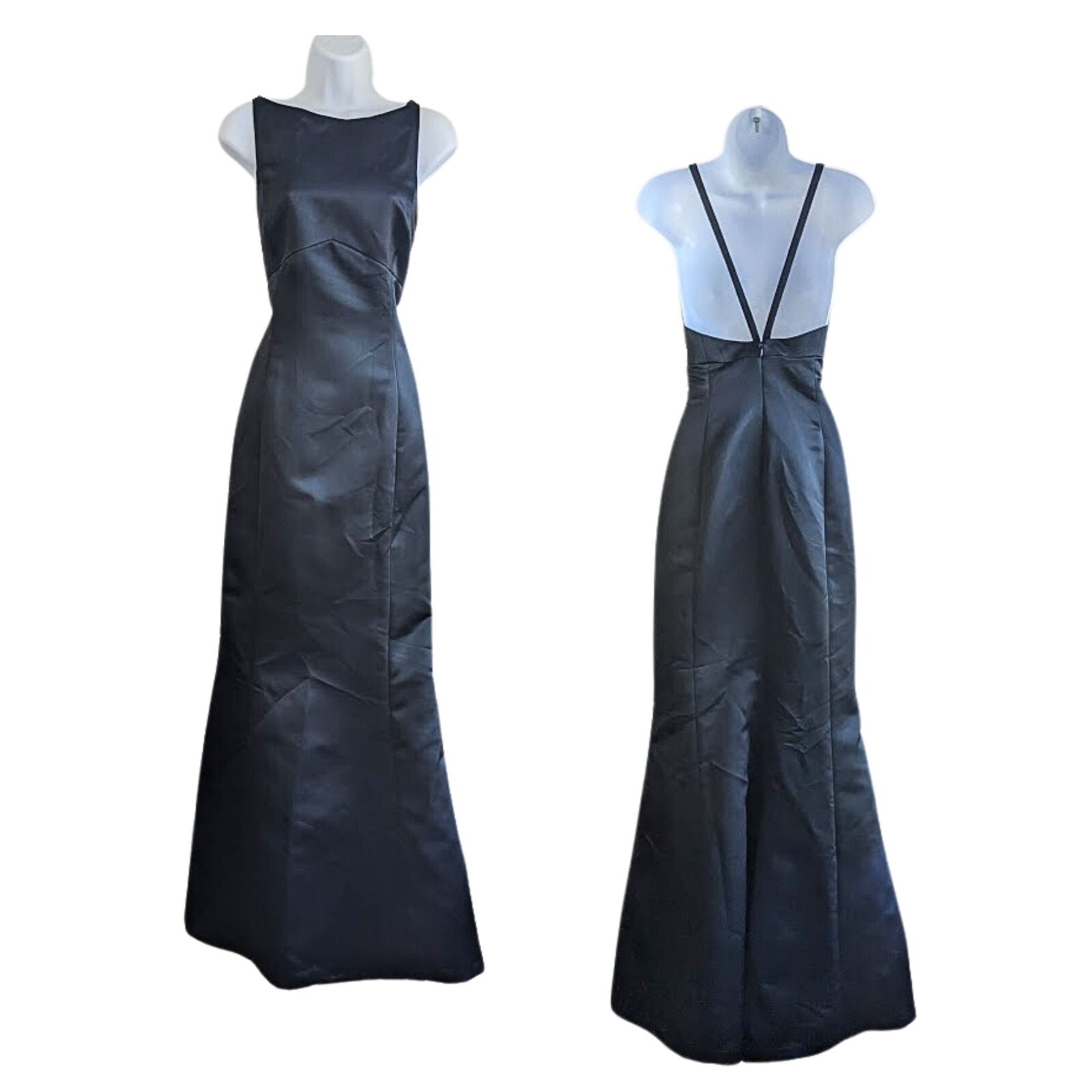 NWT Vintage 90s AMSALE Black Boatneck Trumpet Mermaid Gown Size 10