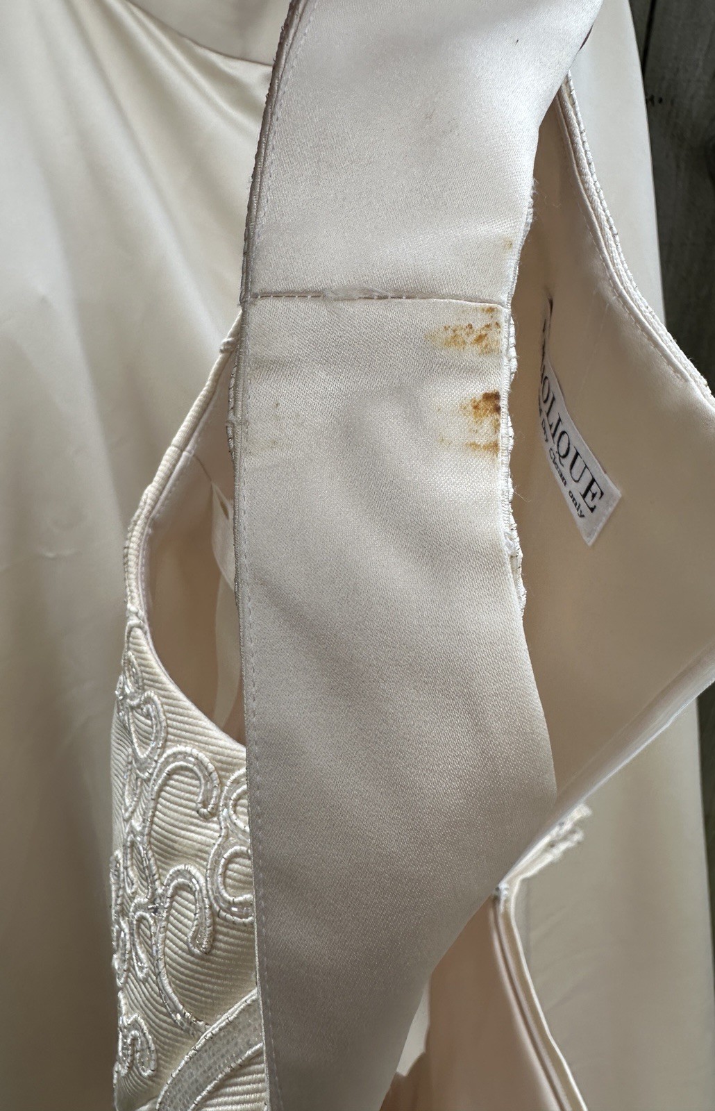 Anjolique 2 Piece Wedding Dress Size 14 Champagne Tan Long Train Skirt Beaded