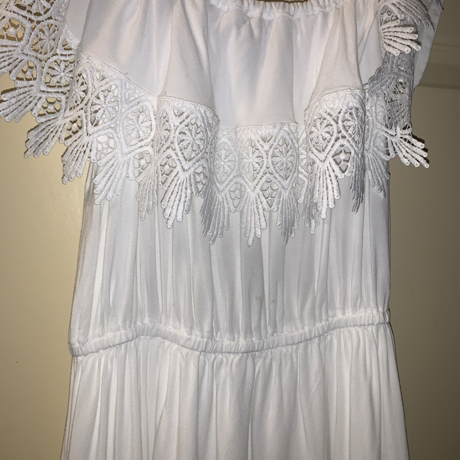 WHITE Rayon And Lace HIGH LOW MAXI DRESS Women’s Size Large . Wedding Venues