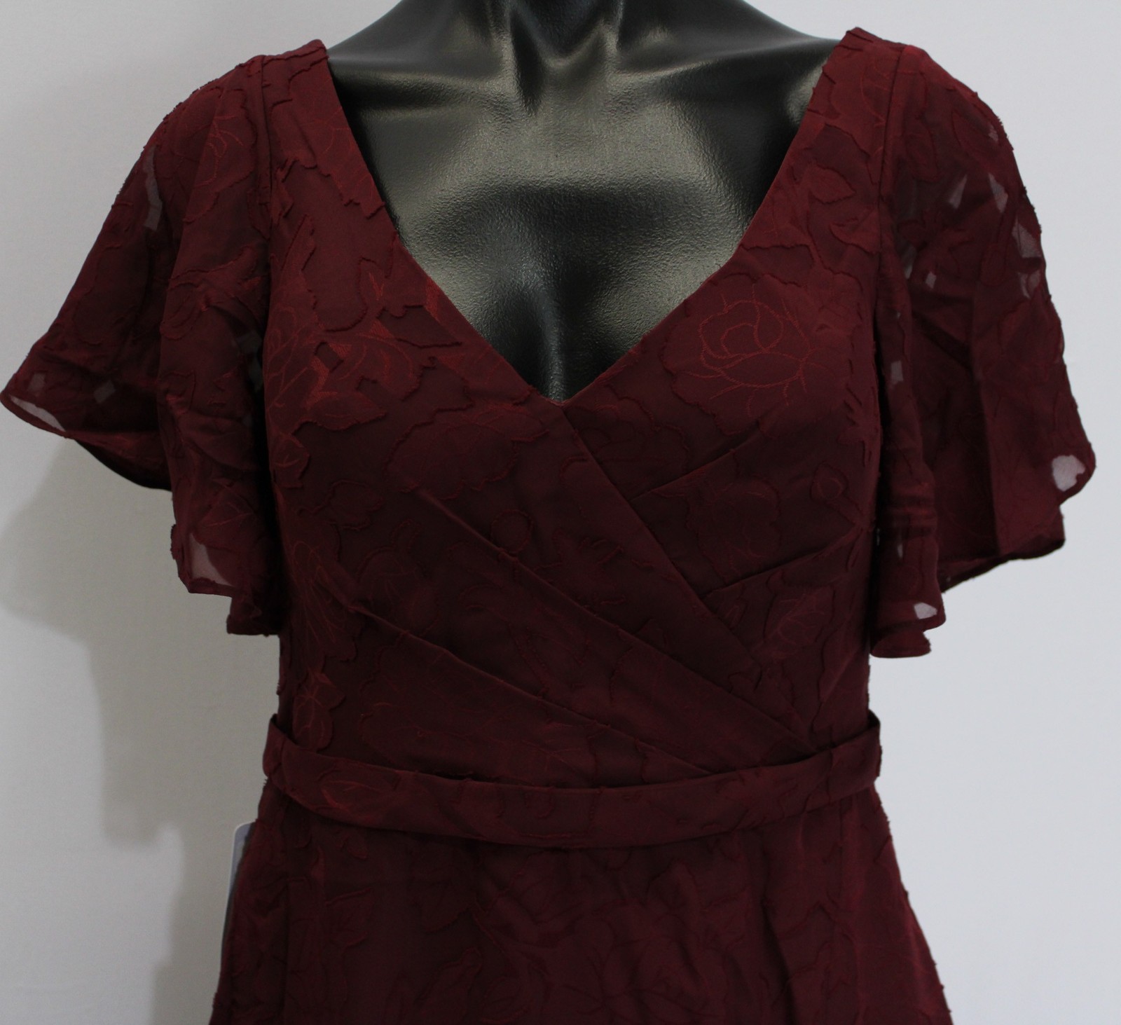 Azazie Women’s A-Line Pleated Floral Chiffon Dress AP2 Cabernet Size: Custom