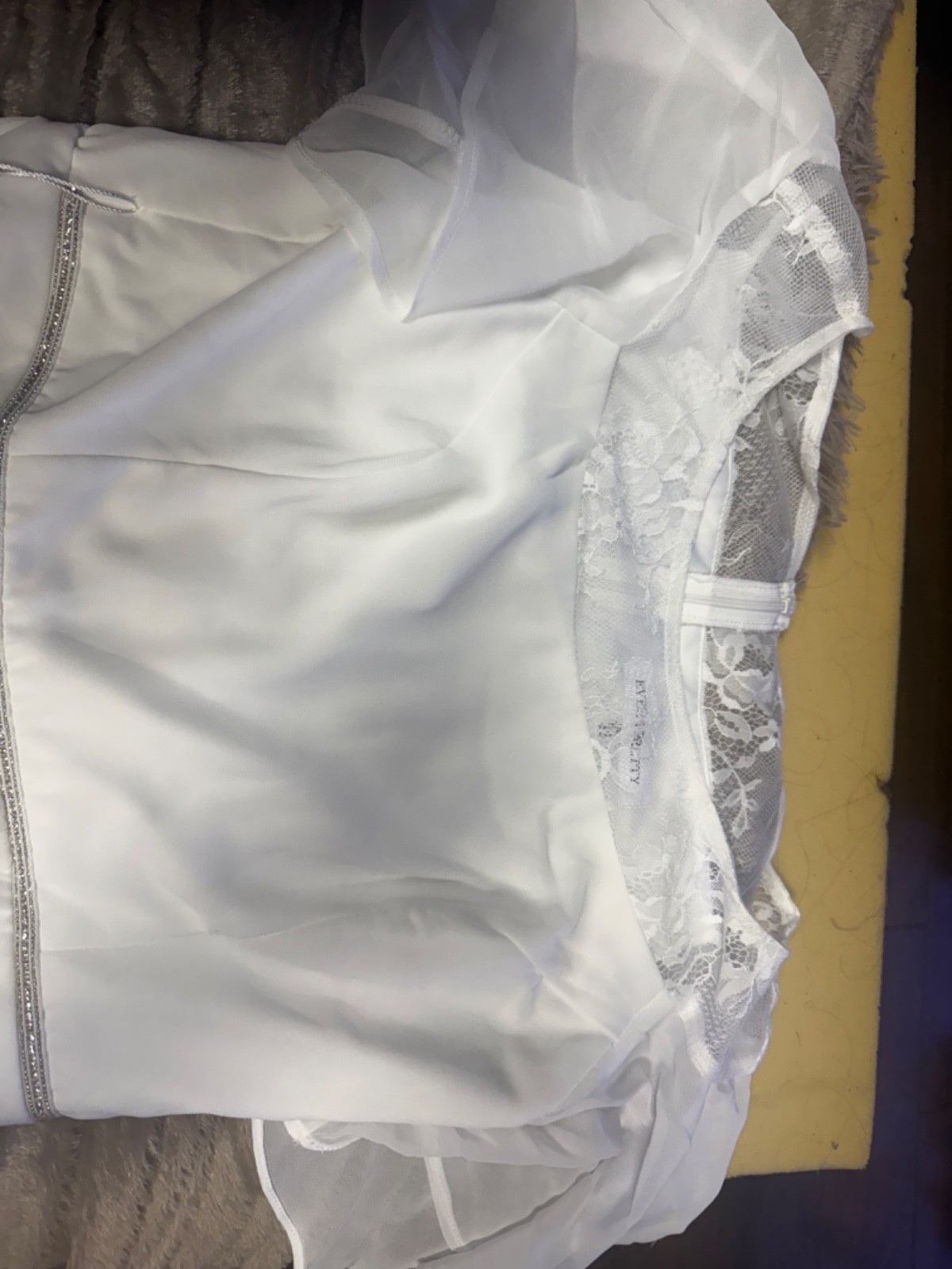 Ever-Pretty Womens Elegant Lace Neck Simple Wedding Dress Rhinestone White, NWT