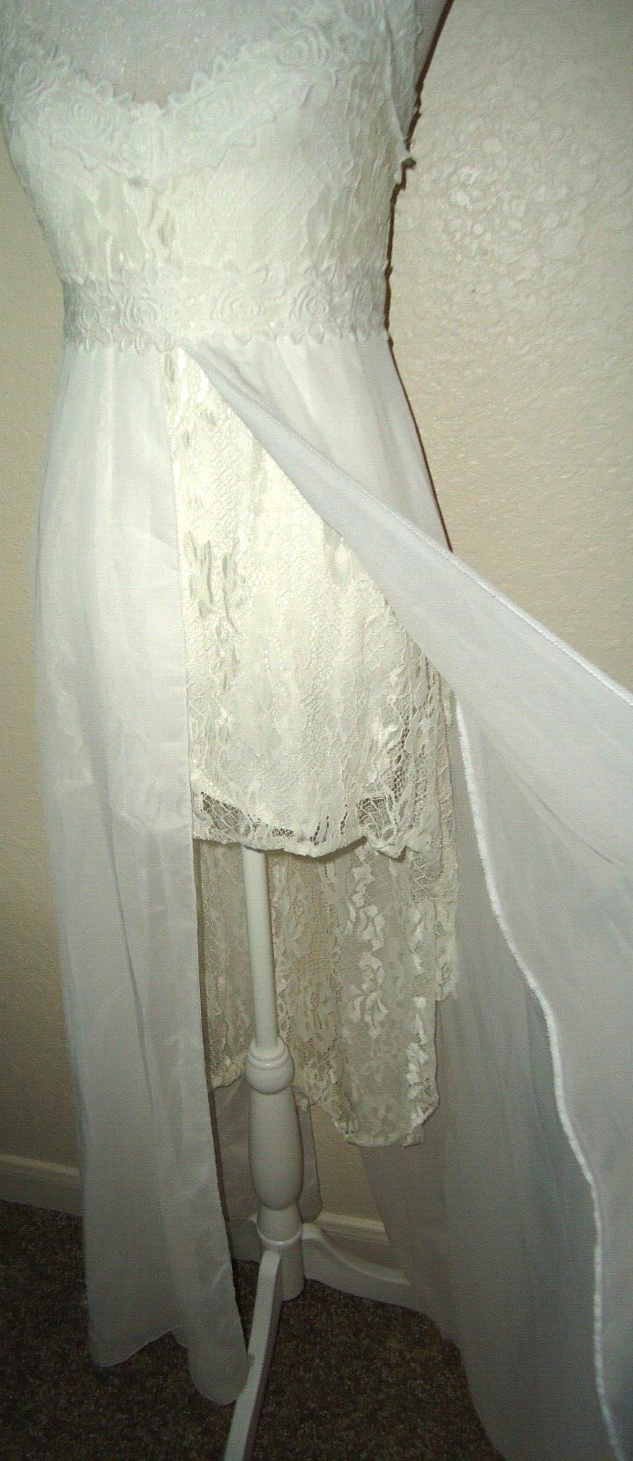 WEDDING Women’s Beach Romantic White Dress Sweatheart Chiffon With Lace Size-M