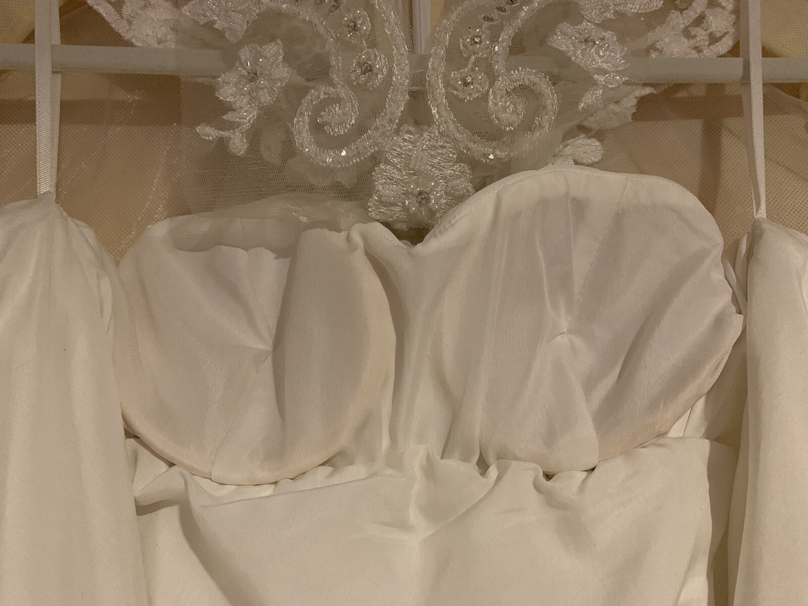 Jasmine Bridal Wedding Dress White Beaded Neck Racer Back Elastic Waist