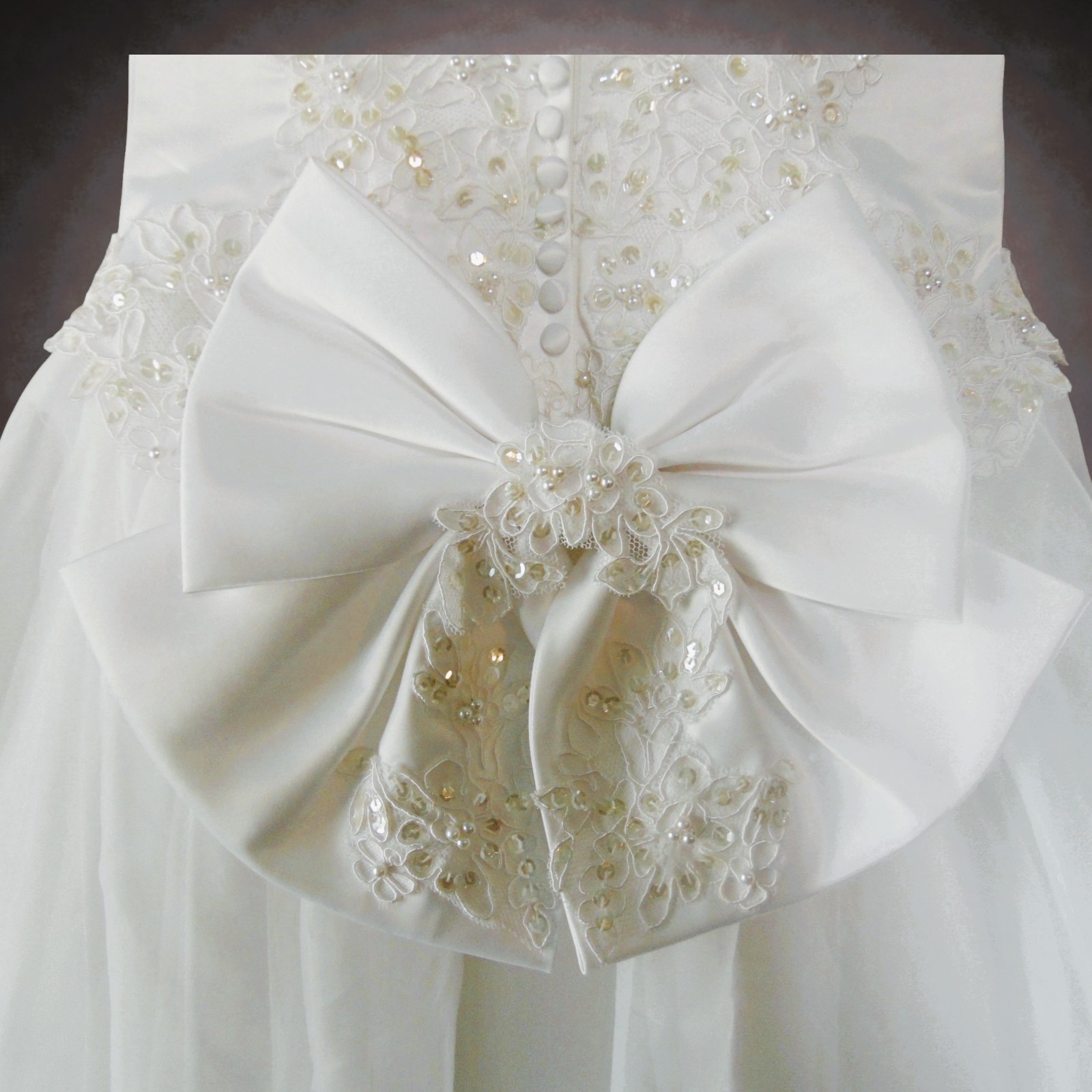 Vintage Beaded Lace Wedding Dress Sz 4 Bridal Set w/ Veil Headpiece & Petticoat